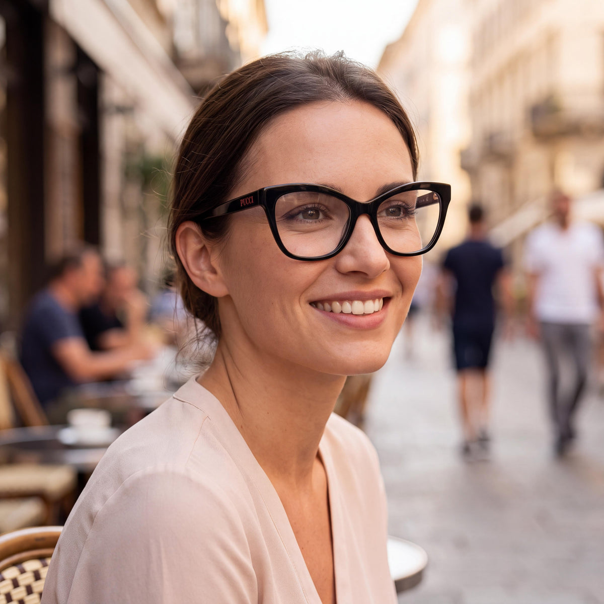 Gafas graduadas para mujer Emilio Pucci EP5241 MODERNO de acetato con lentes transparentes, negro brillante, 57 mm, Photo 4
