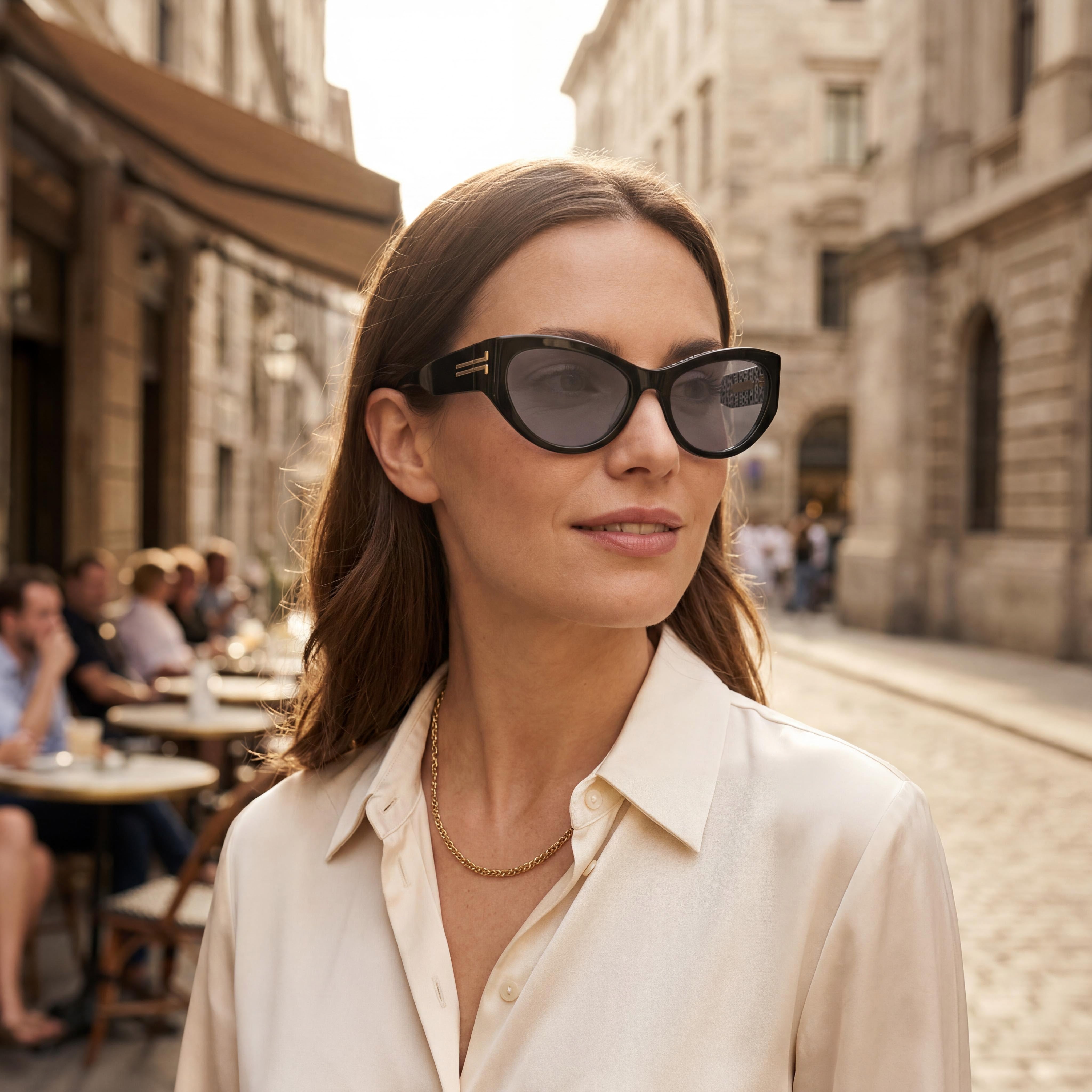 Gafas de sol Marc Jacobs Mj 1087/S para mujer, estilo ojo de gato, de plástico negro y policarbonato, con protección UV, 61 mm, Photo 6