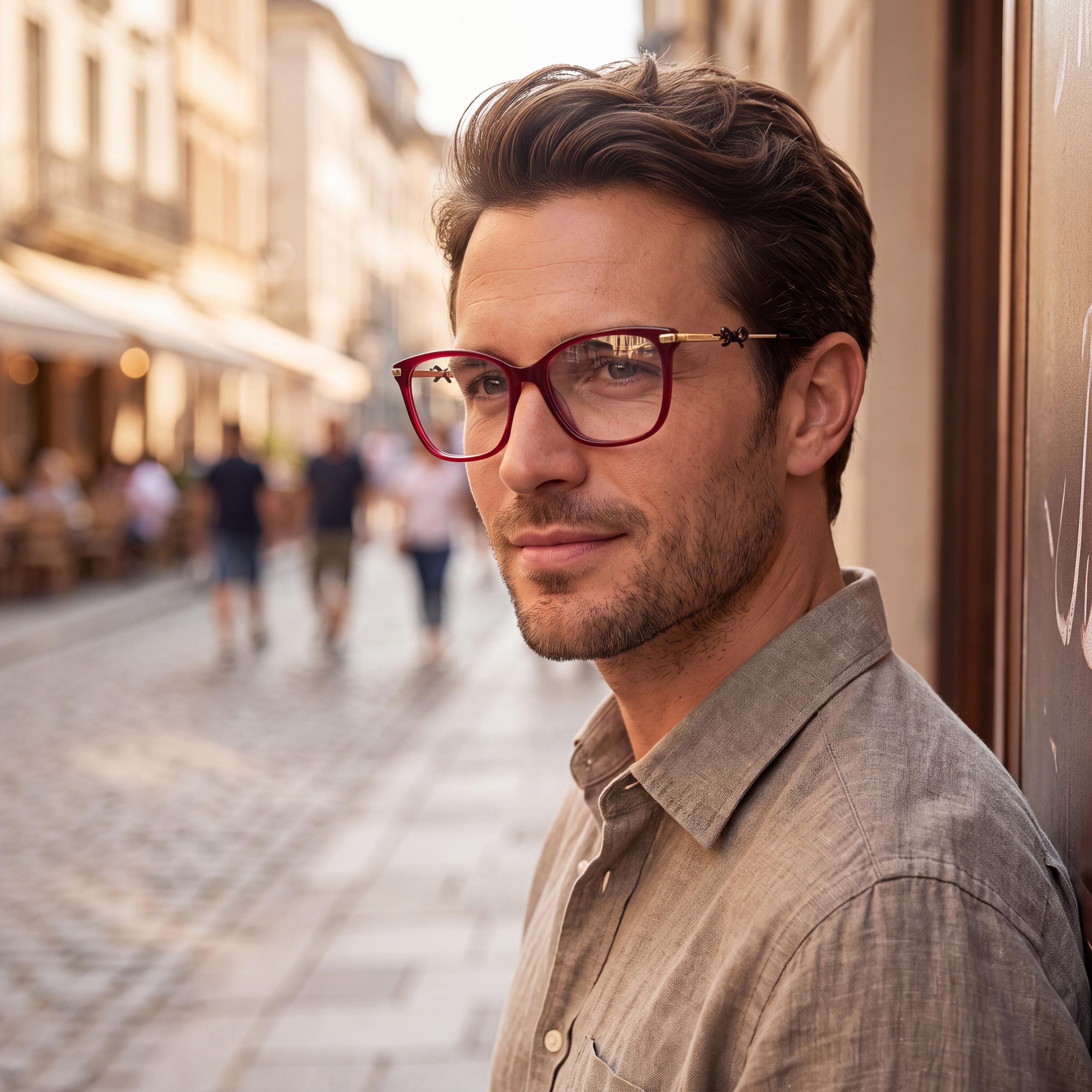 Carolina Herrera Her 0218 Men's Ecological Oil Non-Polarized Sunglasses Burgundy Gold 55-15-140, Photo 3