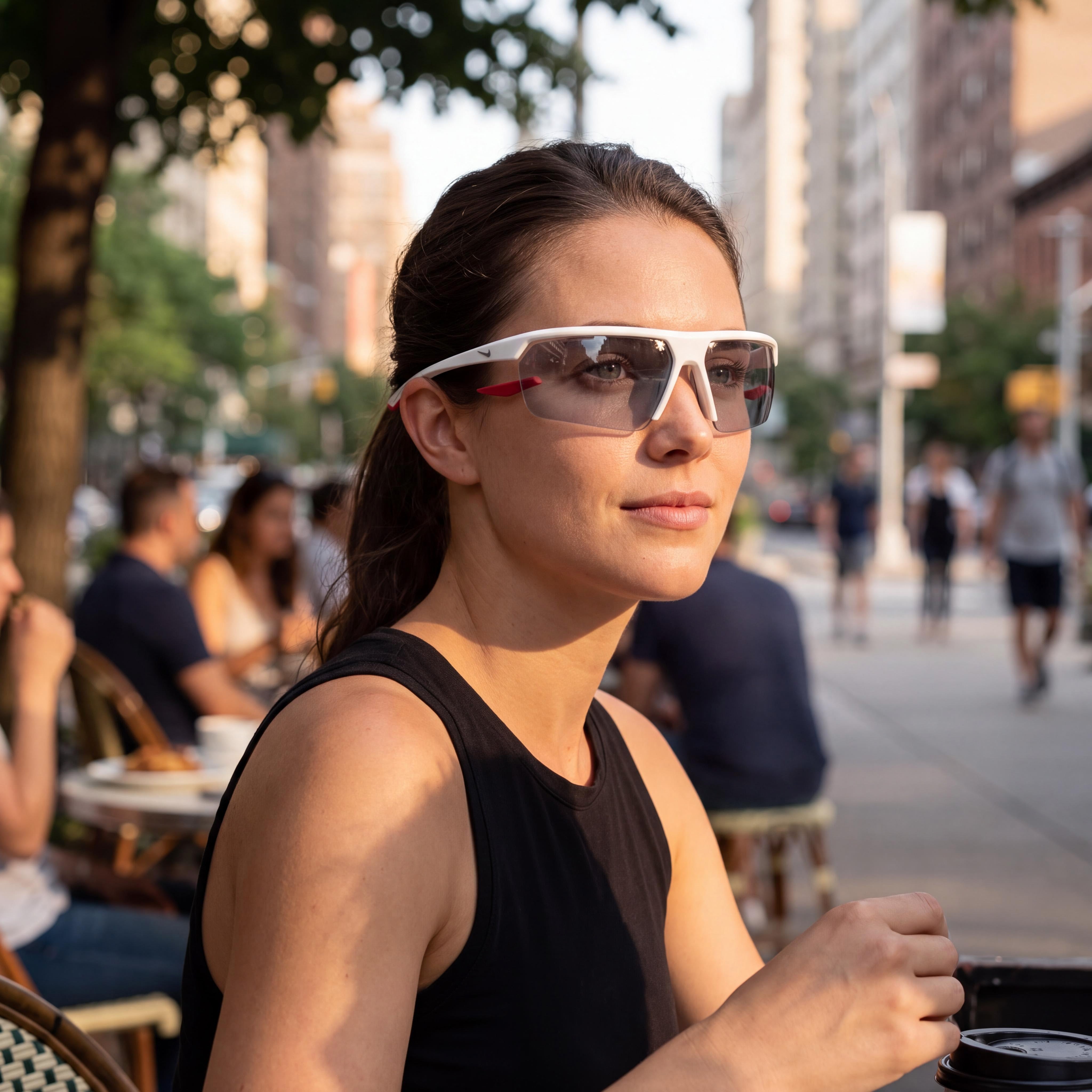 Nike Gale Force Unisex Rectangular Plastic Sunglasses White Wolf Grey Silver Flash Frame Grey Silver Mirror Lens 71mm, Photo 4