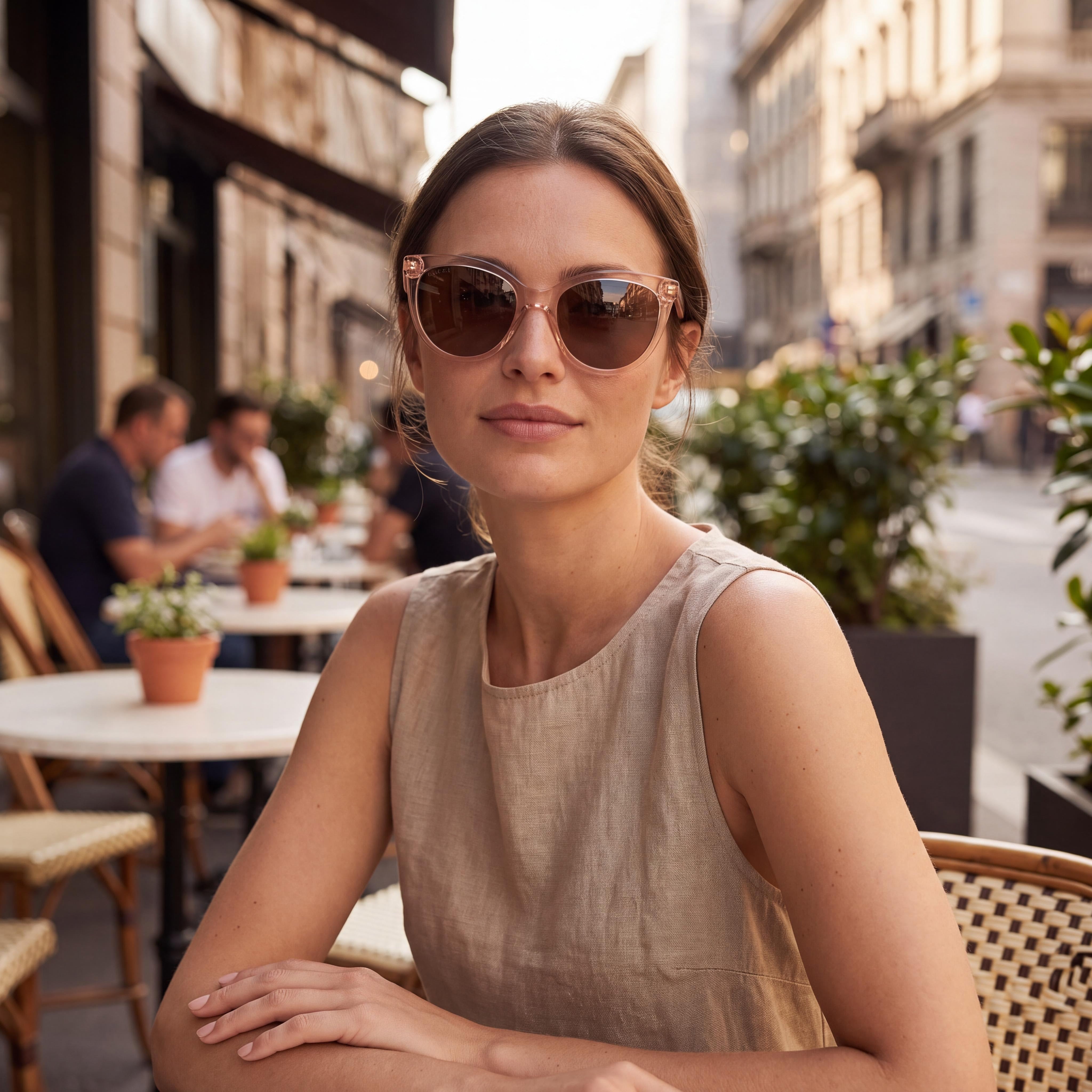 Gucci GG0565S-004-54 Unisex Cat Eye Sunglasses Pink Brown Plastic UV Protection Made in Italy 54mm, Photo 4