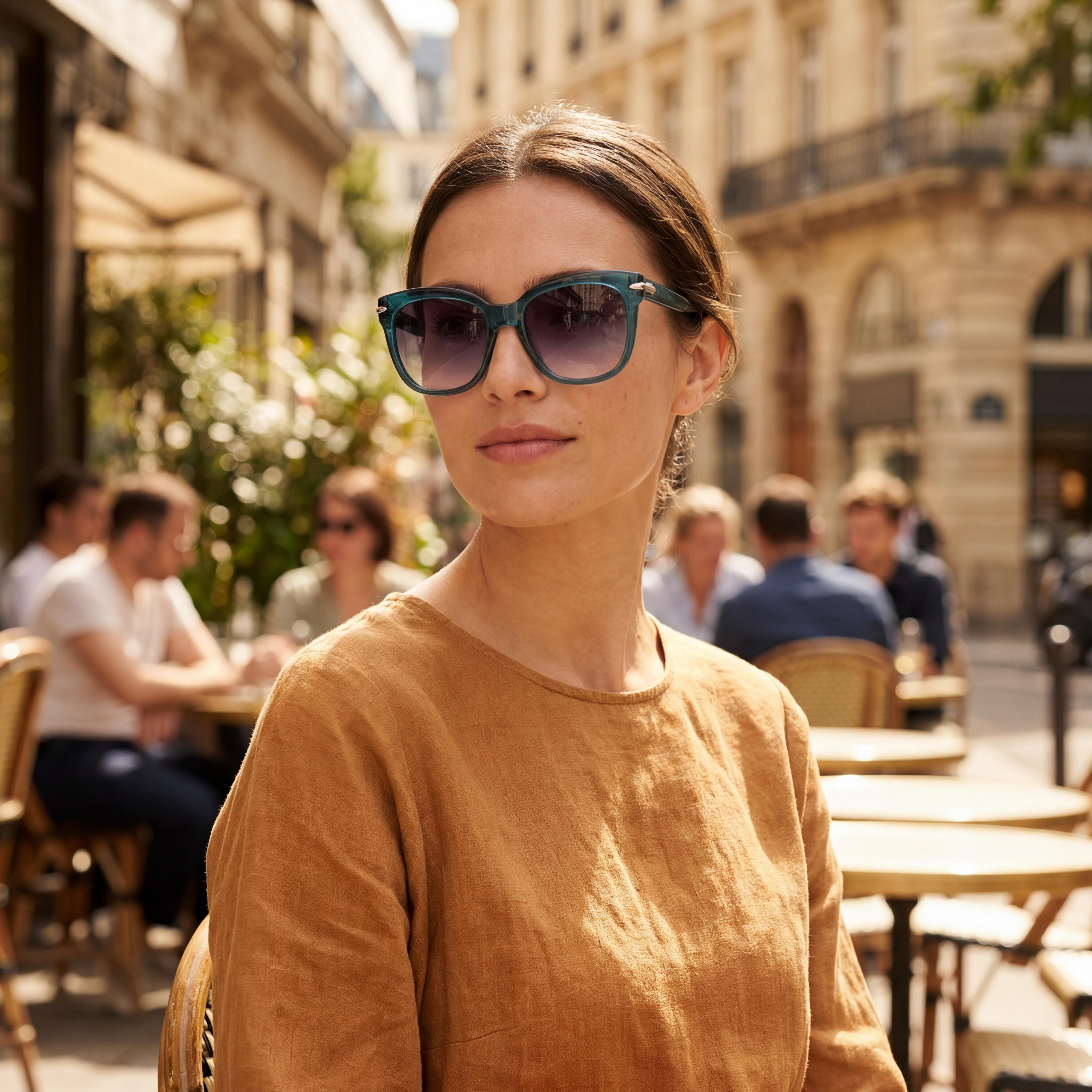 Gafas de sol informales Rag & Bone para mujer con montura de acetato verde y lentes de policarbonato gris de doble capa 55-18-145, Photo 5