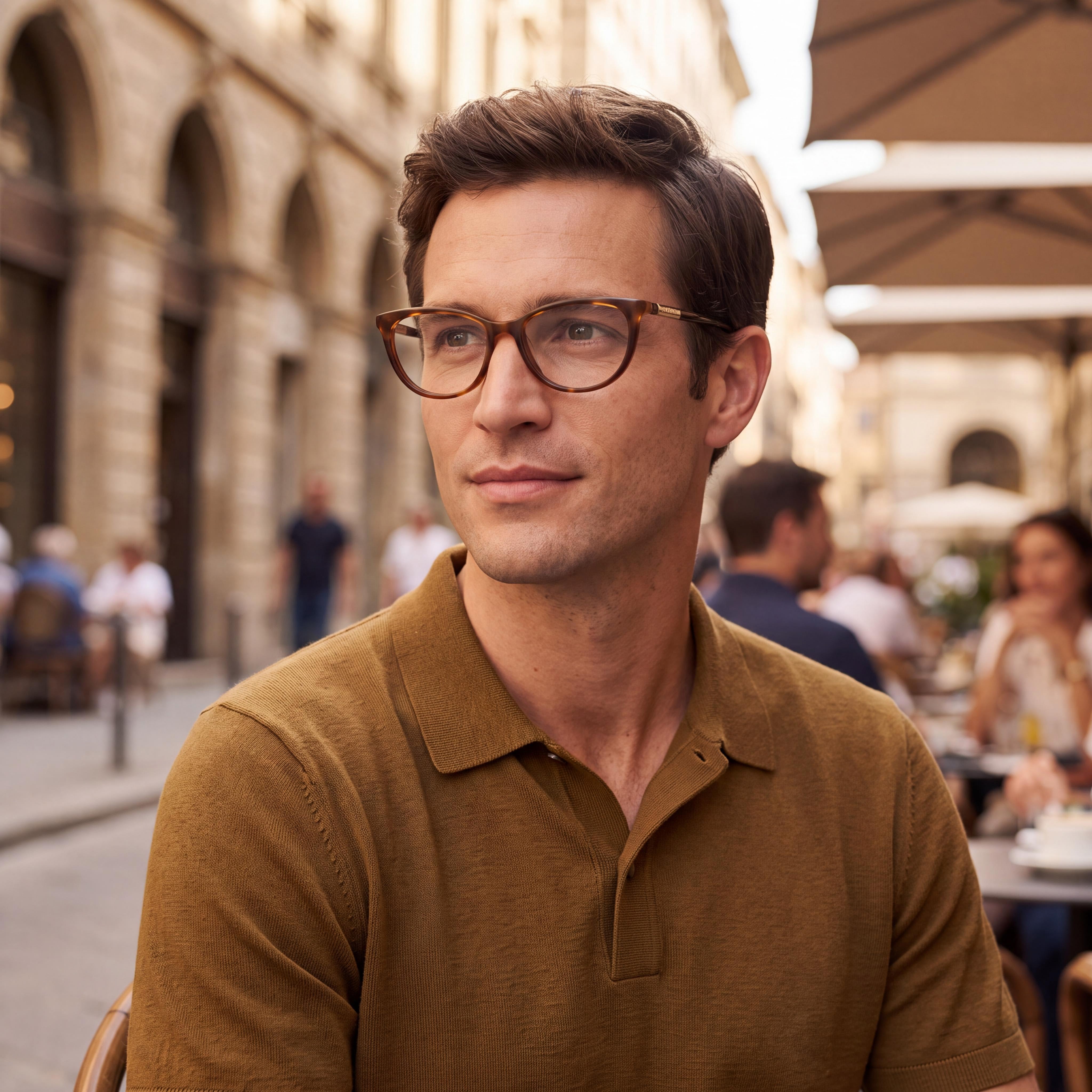 Gafas modernas de acetato para hombre Lacoste L2952 en Habana con 54 mm de ancho de lente, 15 mm de puente, 140 mm de patilla, Photo 6