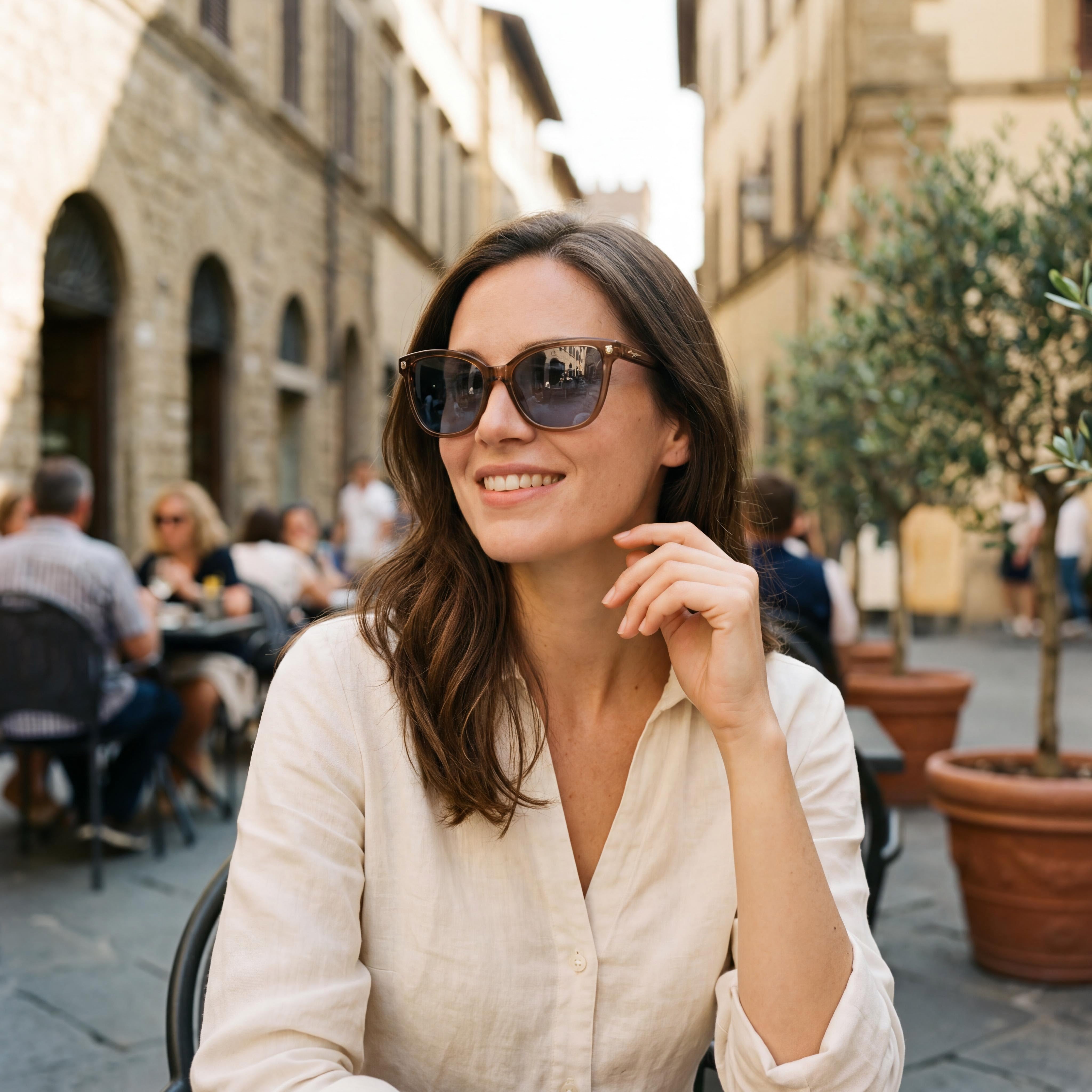 Salvatore Ferragamo Contemporary Women's Brown Acetate Square UV Protection Blue Lens 56mm Sunglasses, Photo 4