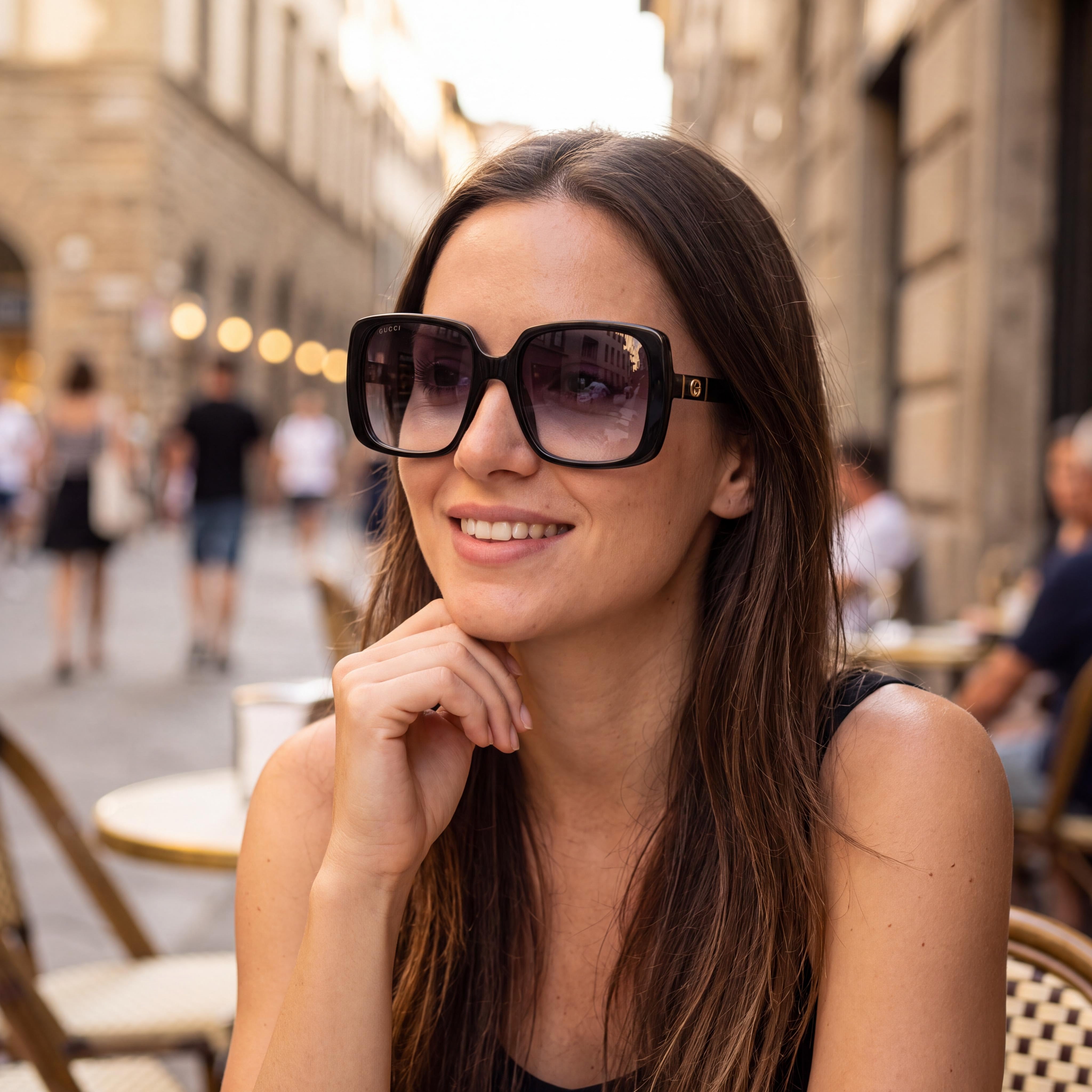 Gucci Gucci Logo GG0632S Women's Black Injected Plastic Grey Gradient UV Protection Sunglasses 56mm, Photo 6