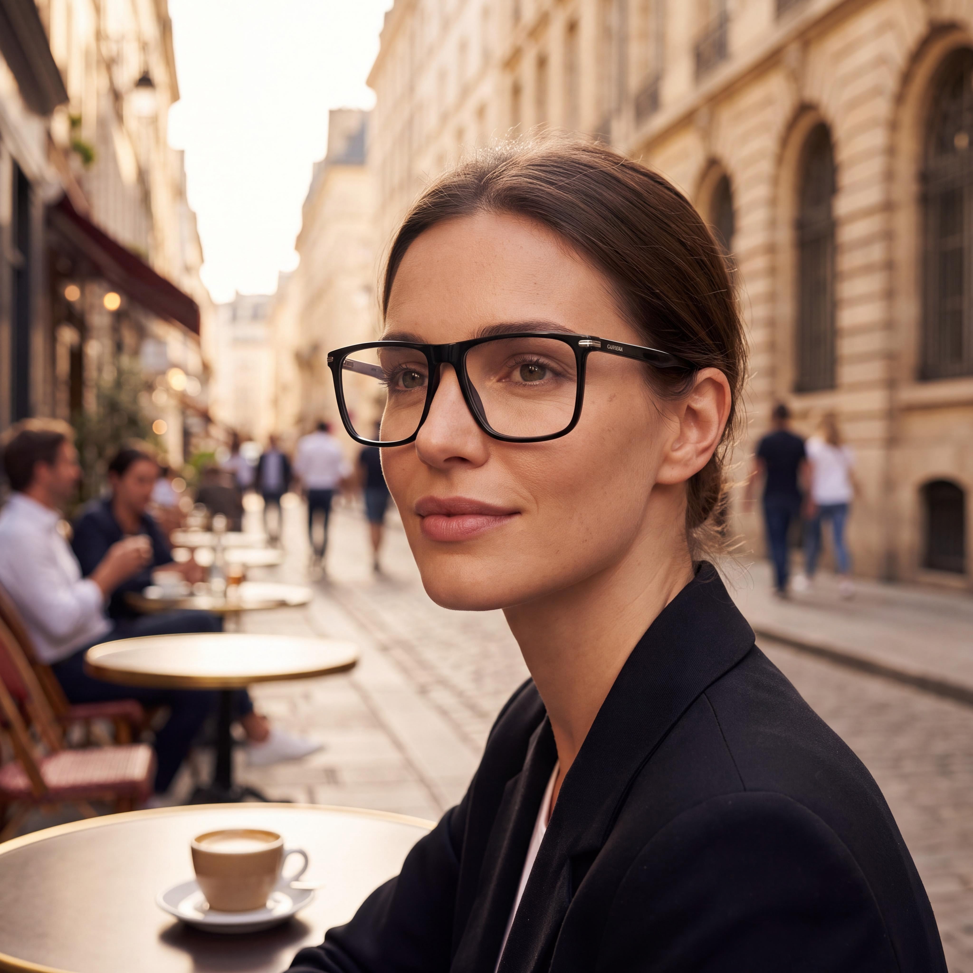 Gafas de sol Carrera 319 para mujer con montura de acetato negro y lentes de plástico no polarizadas negras de 56 mm, Photo 4