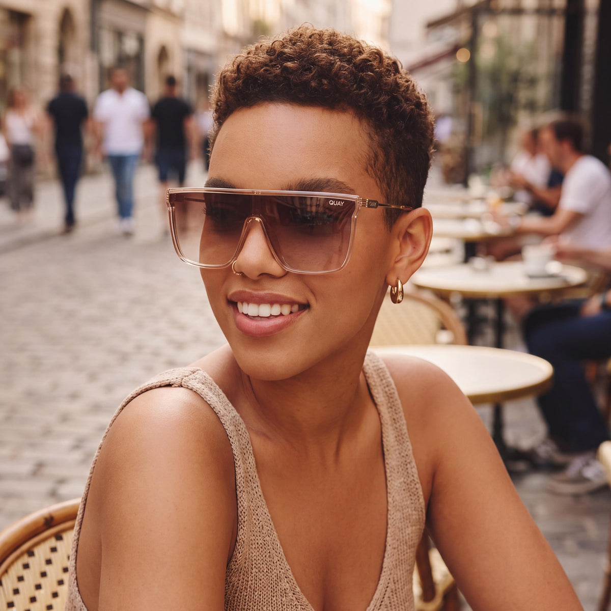 QUAY AUSTRALIA Nightfall Remixed Unisex Doe Fawn Combination Frame Brown Fawn Lens UV Protection Sunglasses 138-17.5-145, Photo 4