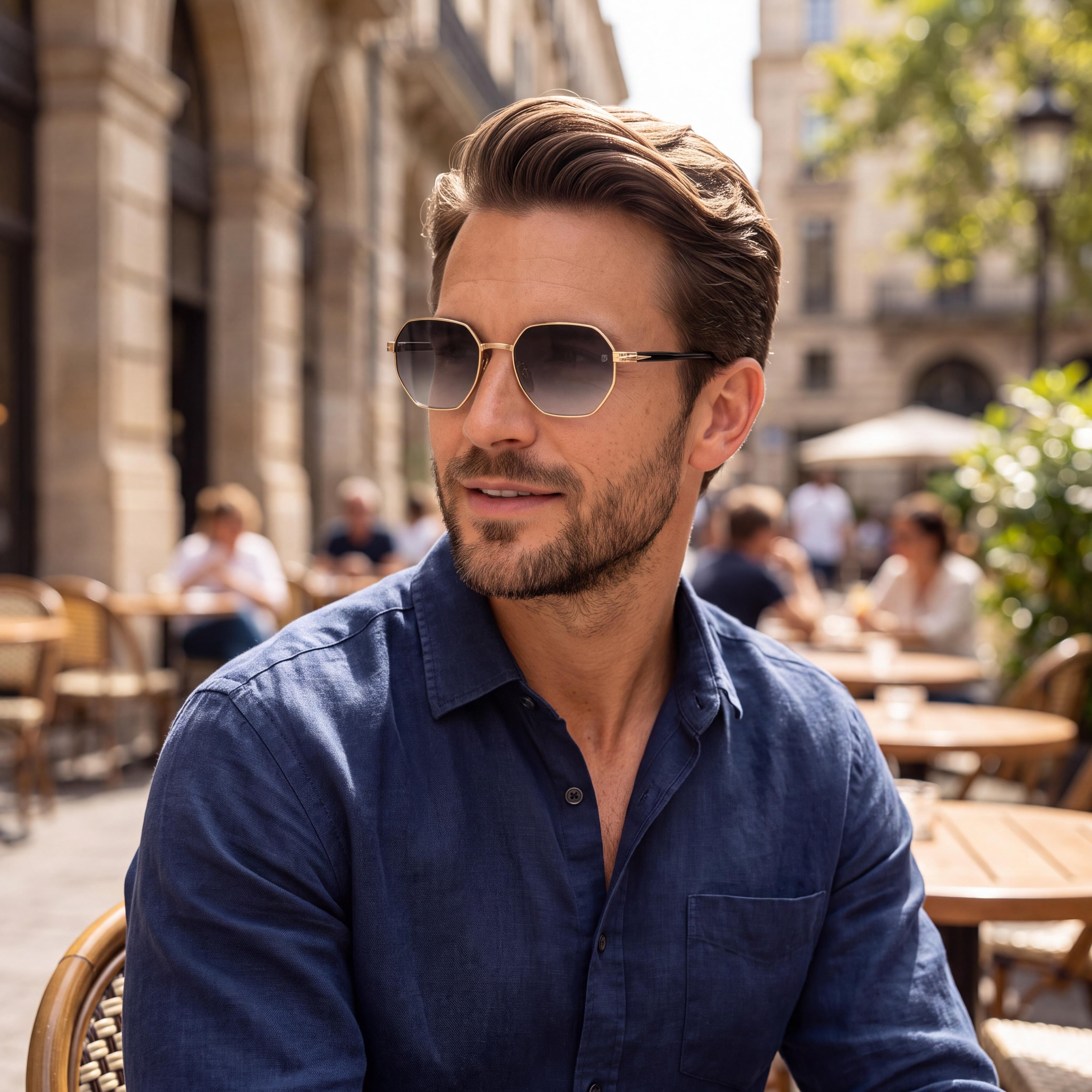 Gafas de Sol Beckham DB 1162/F/S para Hombre, Doradas, Negras, de Acetato, Rectangulares, Geométricas, No Polarizadas, 56mm, Photo 6