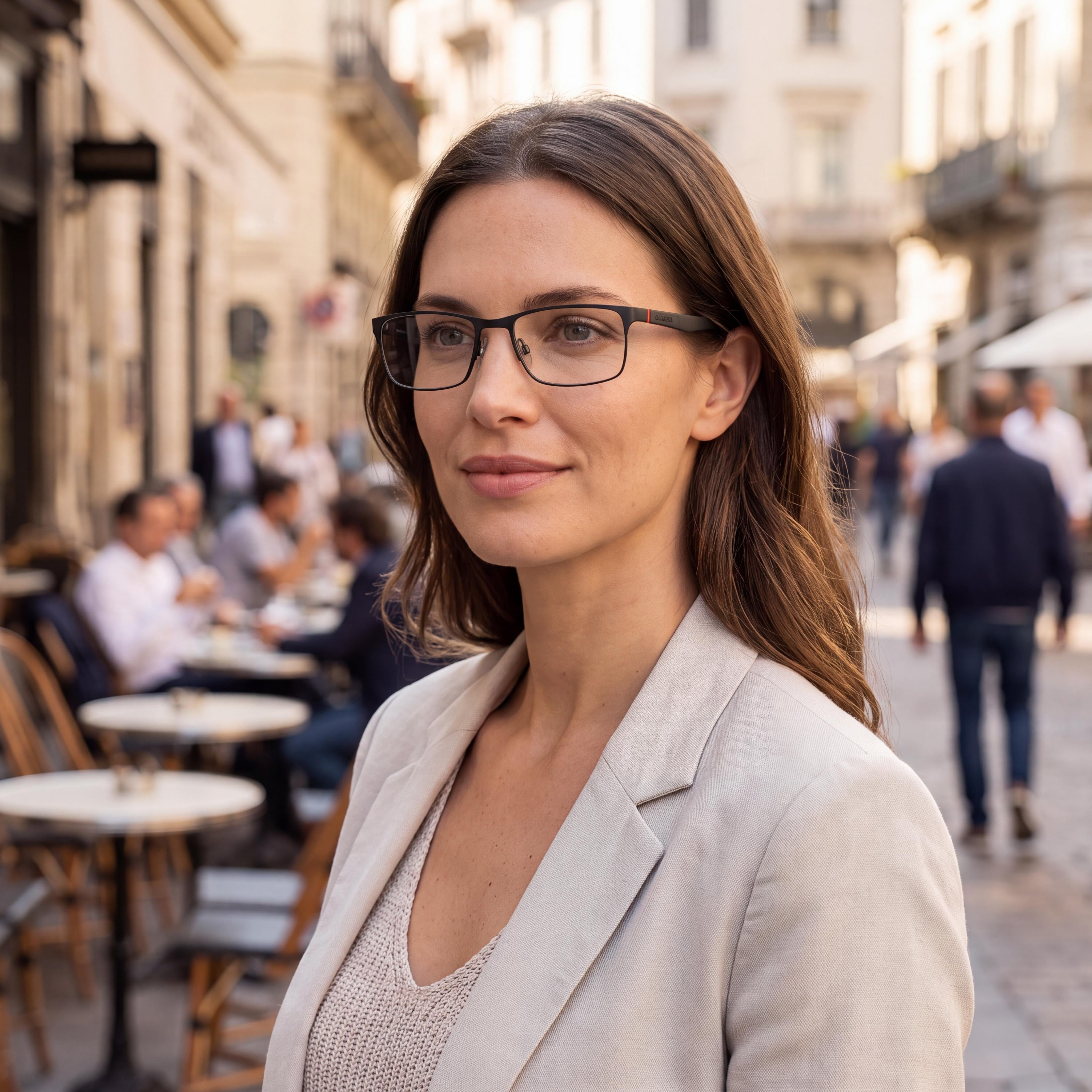 Carrera Women's Eyeglasses - Carrera 8849 Model - Matte Black Metal Full-Rim Rectangle Frame - Size 57mm, Photo 4