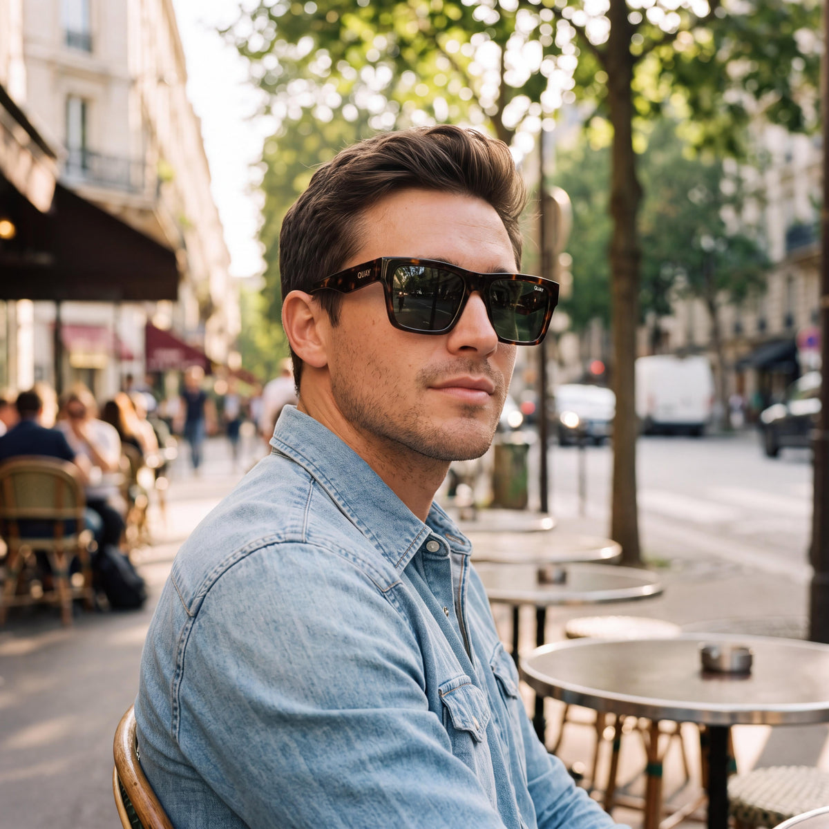 QUAY AUSTRALIA Fast Lane Men's UV Protection Sunglasses, Dark Tortoise Acetate Frame with Green Lenses 52mm, Photo 6