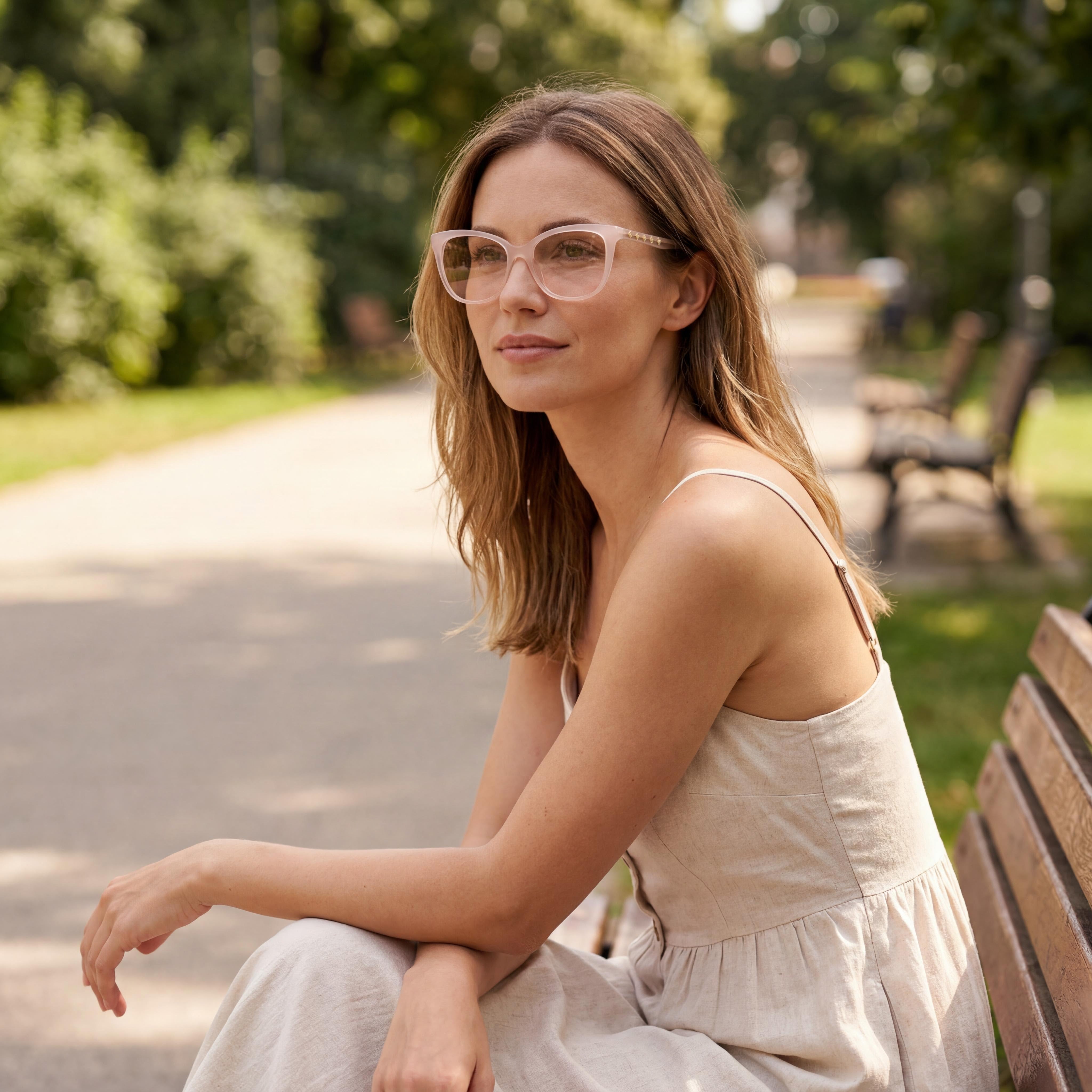 Guess GU50114 Shiny Ivory Square Eyeglasses for Women, 53mm, Photo 5