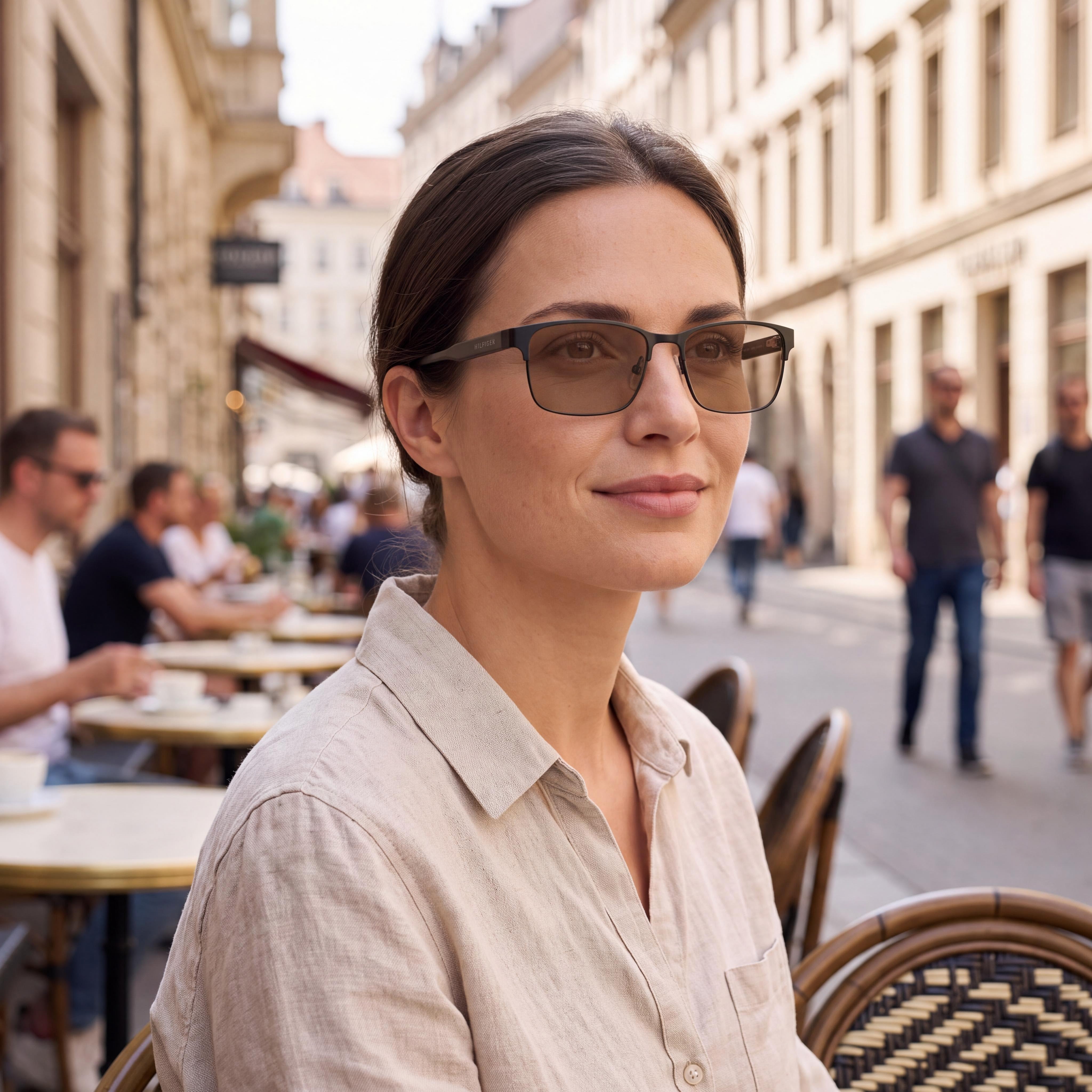 Tommy Hilfiger TH 1396 Unisex Alloy Steel Matte Dark Rust Brown Eyeglasses with Polycarbonate Lenses 53-18-140, Photo 5