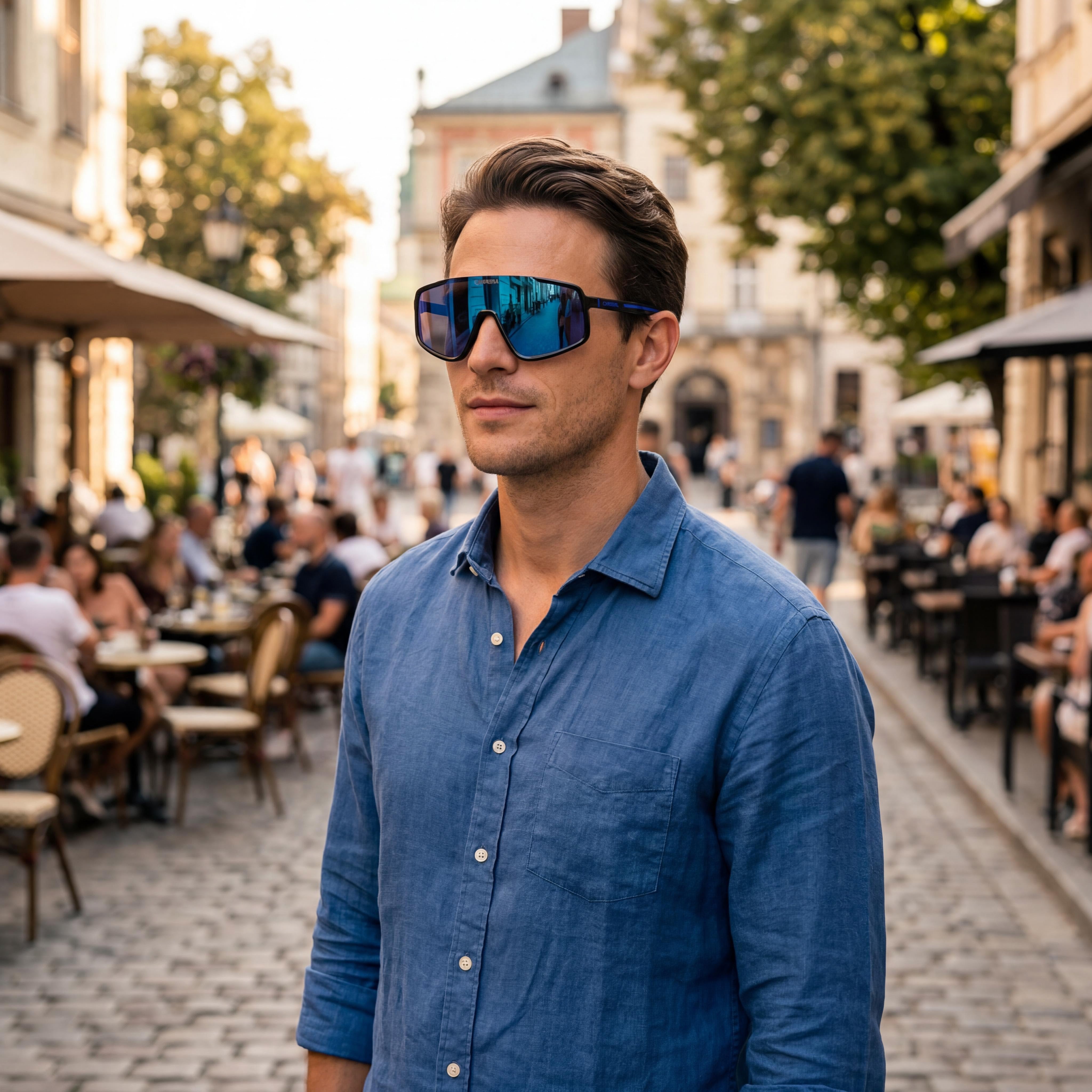 Carrera Casual Men's Black Blue ECO POLYAMIDE Non-Polarized Blue Multilayer UV Protected Sunglasses 99mm, Photo 6