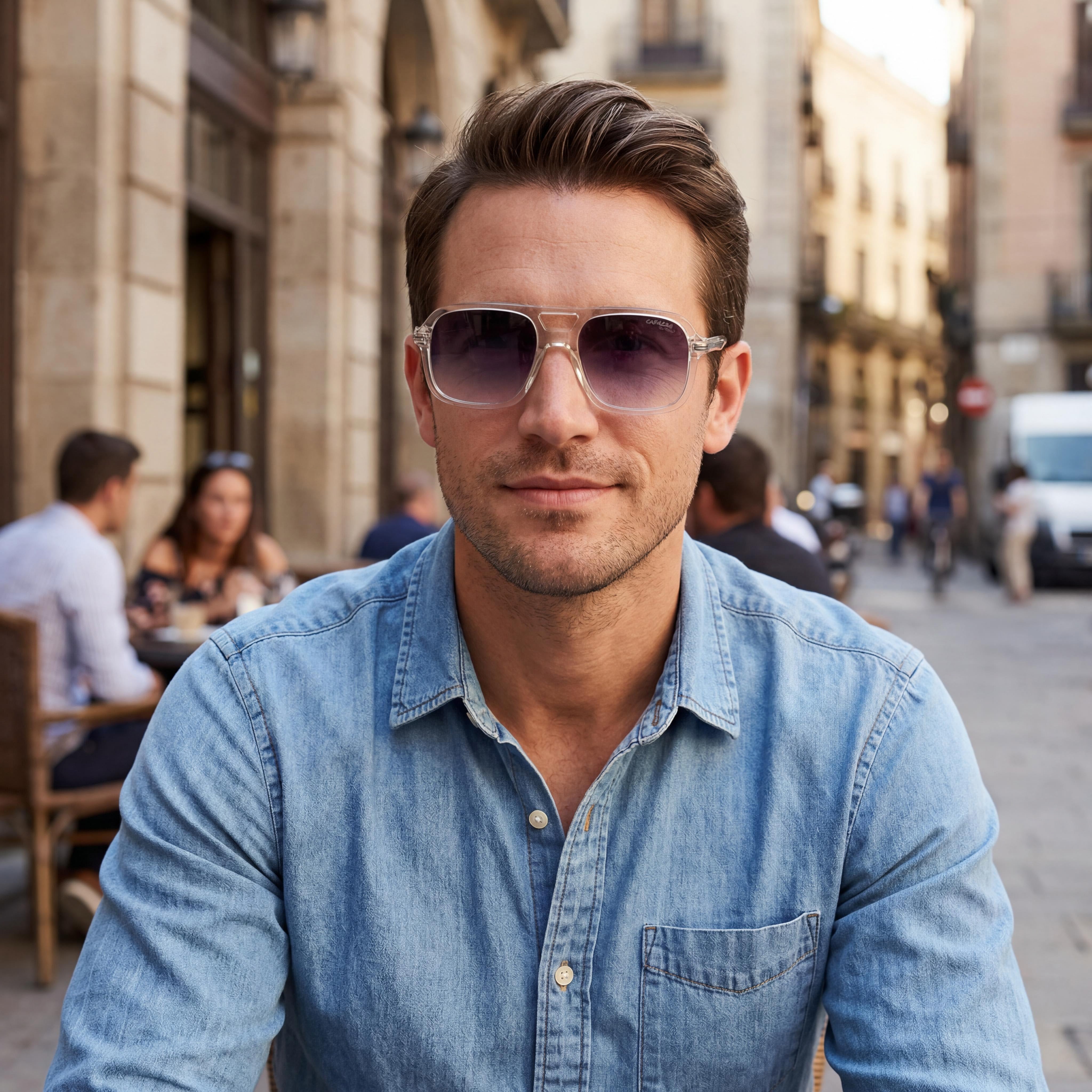 Carrera Carrera 317/S para hombre, montura de acetato amarillo con lentes verdes degradadas con protección UV de 55 mm, Photo 6