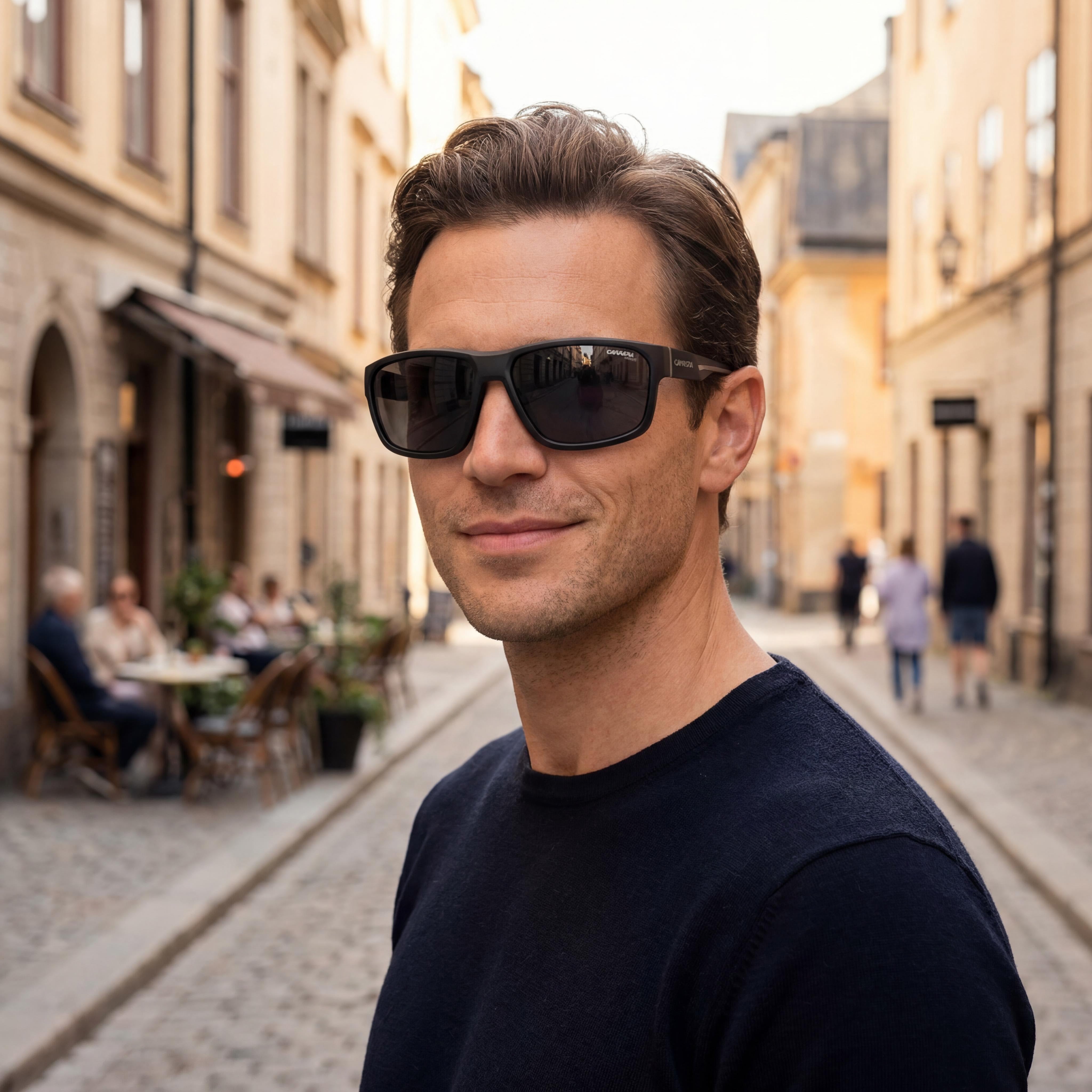Carrera Casual Men's Black Eco Polyamide Frame Grey Polarized 100% UV Protection Sunglasses 63-16-135mm, Photo 3