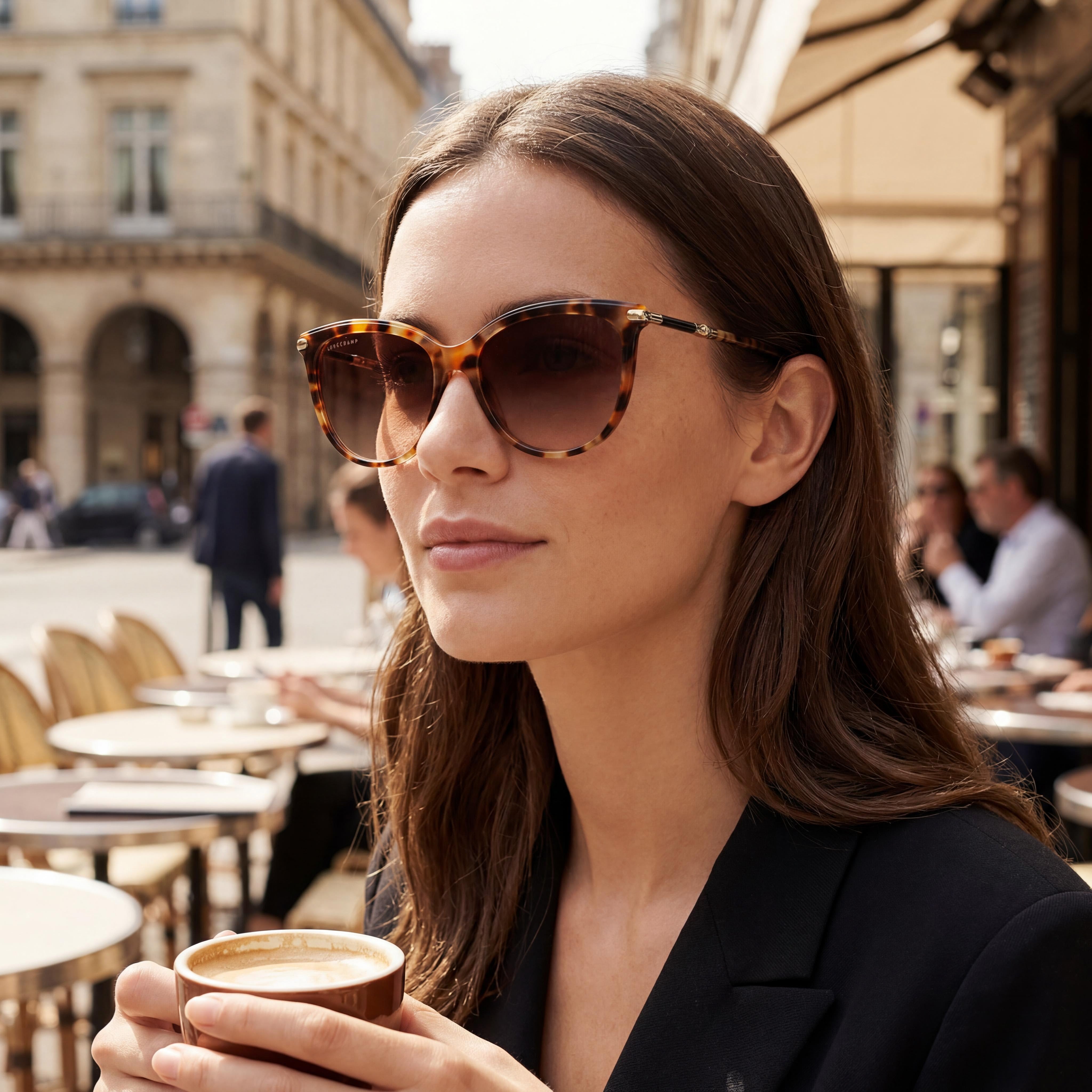 Gafas de sol Longchamp Casual para mujer con montura de acetato y lentes color Havana ocre, ancho de lente de 54 mm, Photo 6