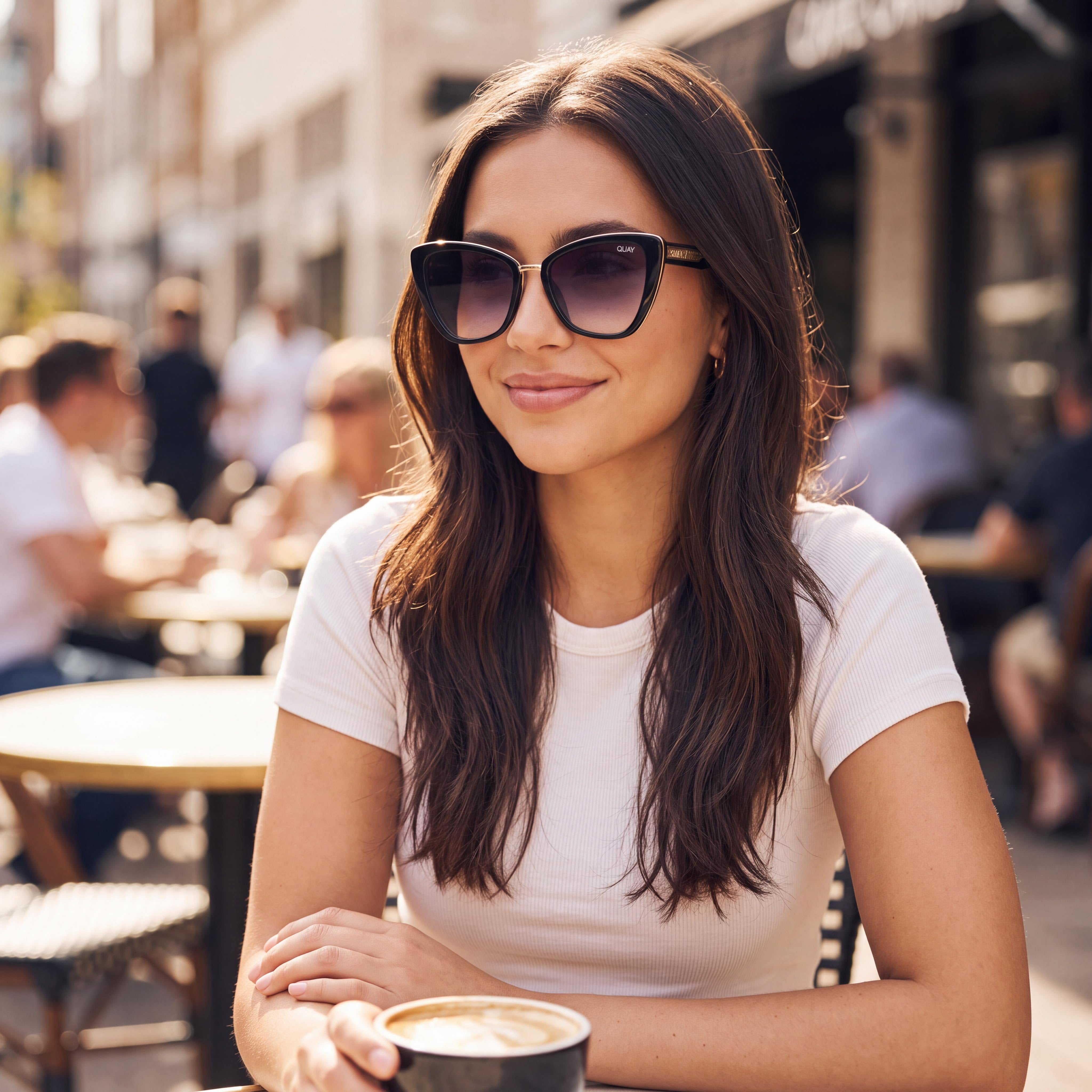 QUAY AUSTRALIA ALL TALK Women's Black Smoke Cat Eye Combination Frame Non-Polarized Sunglasses 153-20-145mm, Photo 6