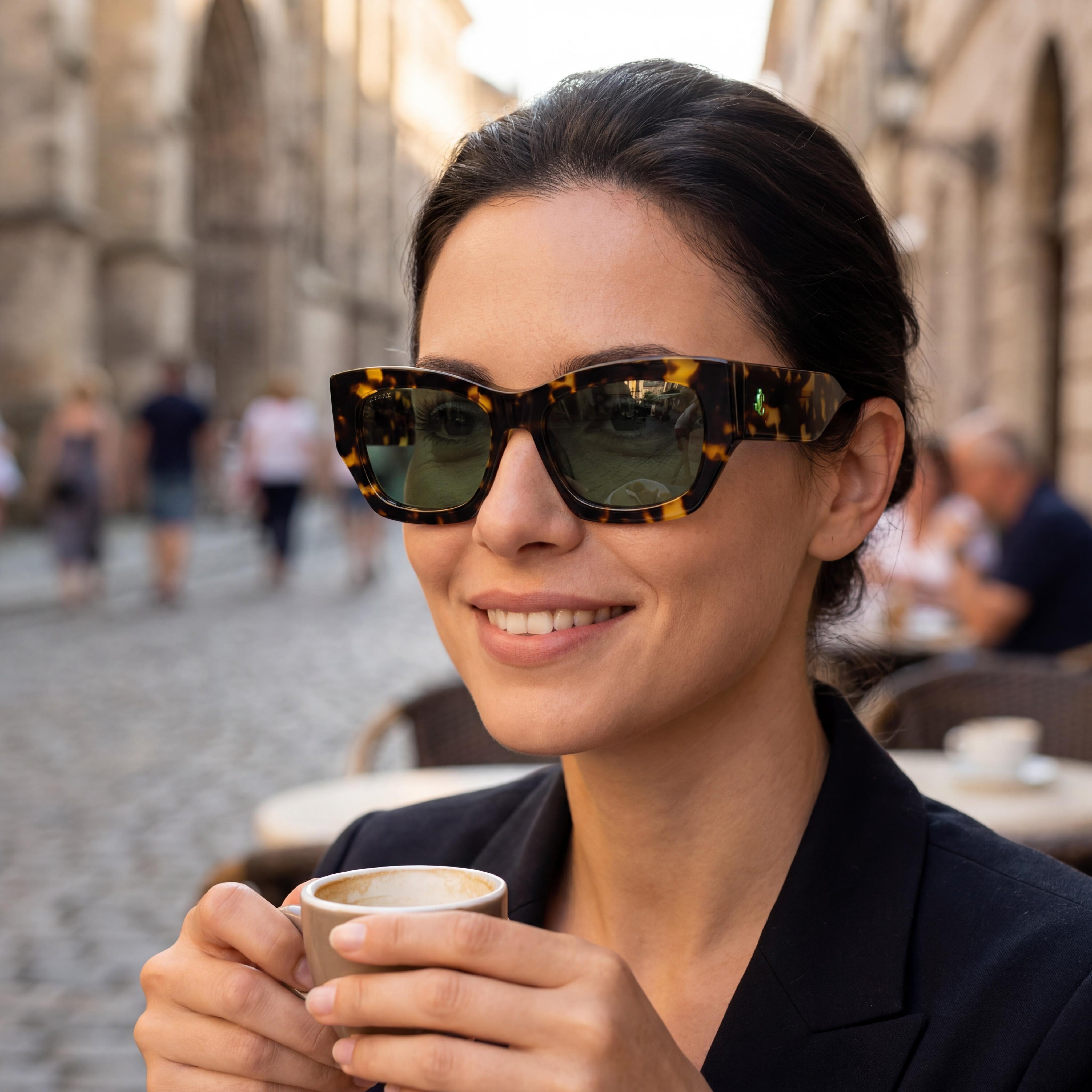 Gafas de sol rectangulares de acetato Havana para mujer de Jimmy Choo con lentes verdes y protección UV 100 % de 56 mm, Photo 6