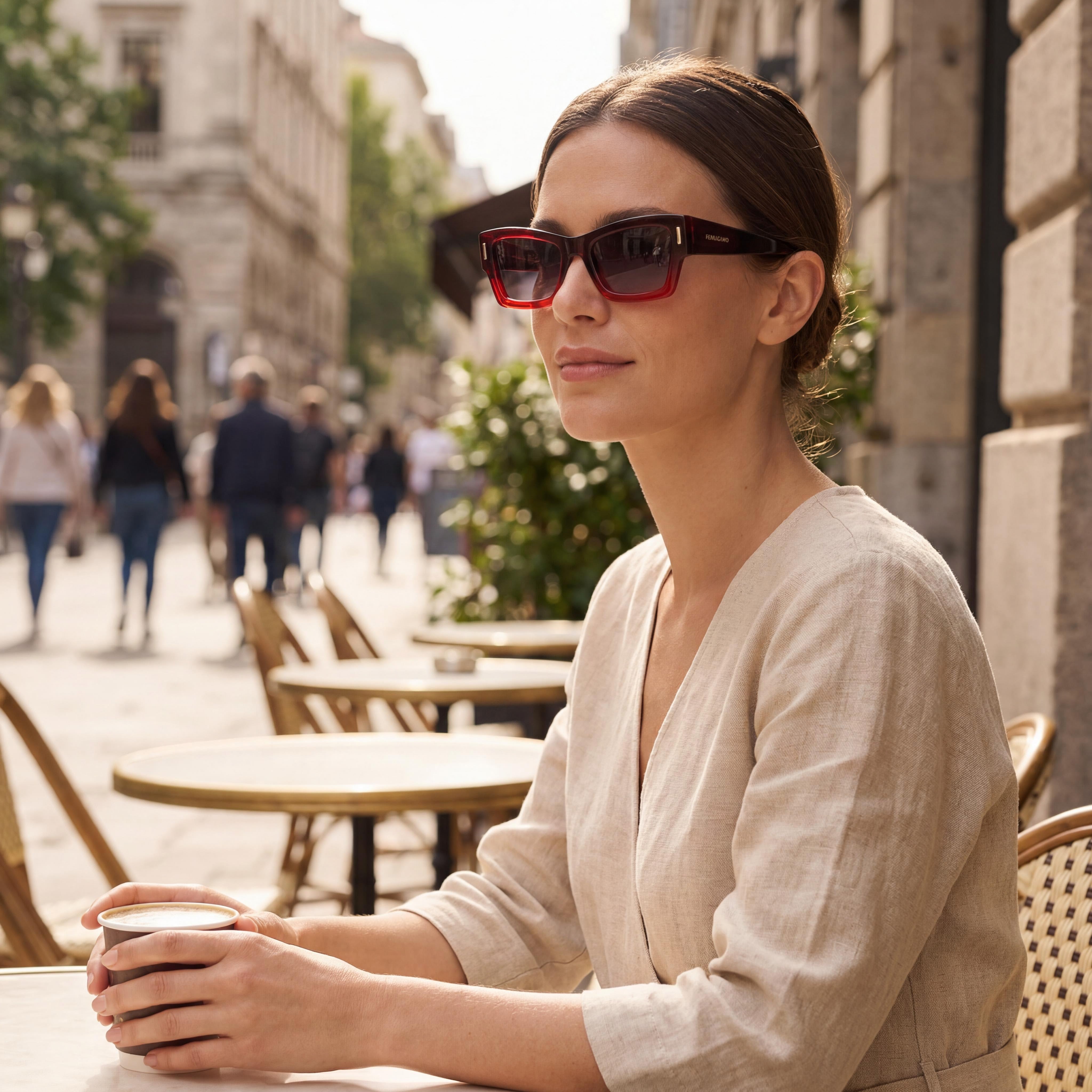 Salvatore Ferragamo Sf2006s Unisex Plastic Sunglasses, Gradient Transparent Dark Red, 53mm, UV Protection, Non-Polarized, Photo 6