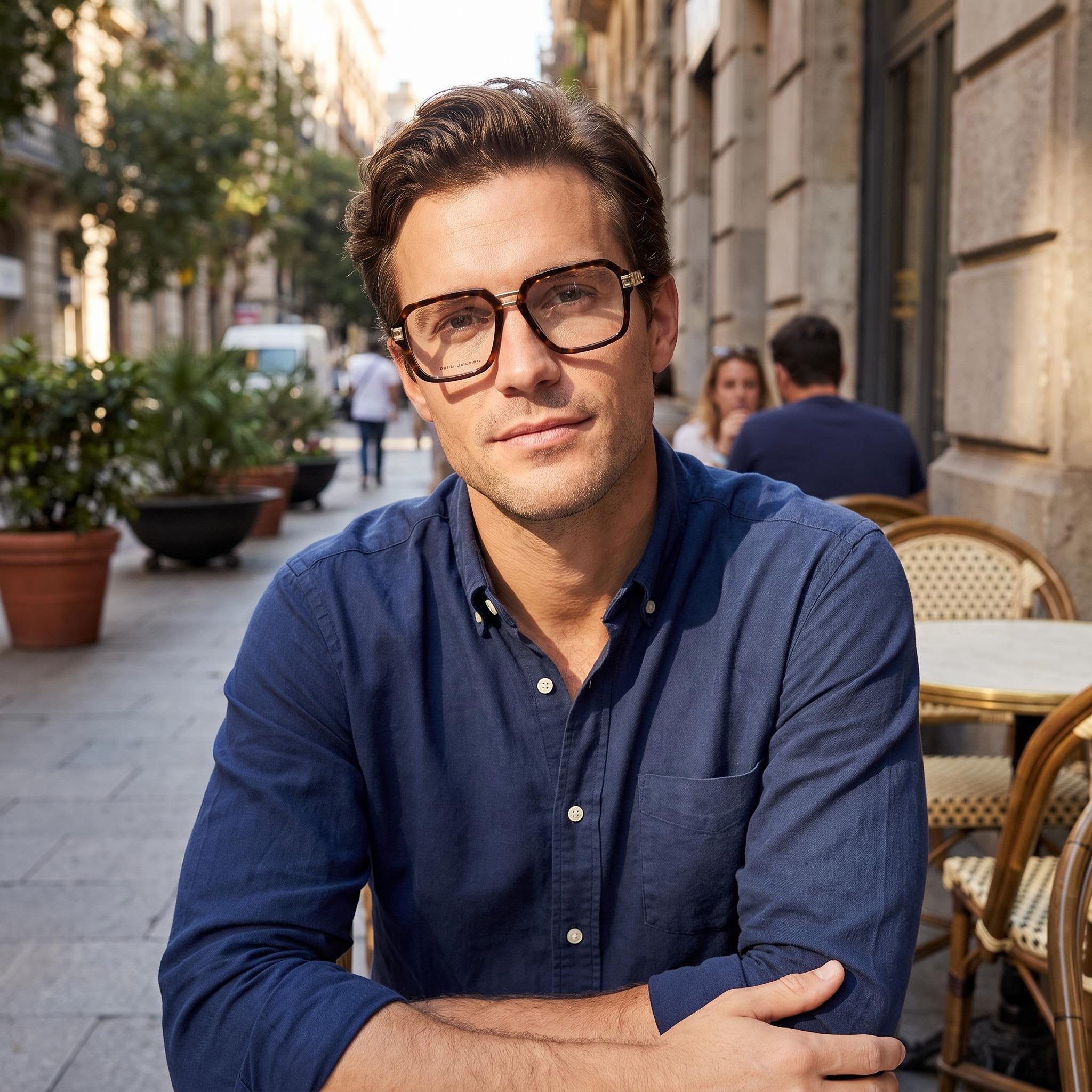 Gafas Modernas Marc Jacobs para Hombre - Montura de Acetato Habana con Lentes de Policarbonato no Polarizadas 55mm, Photo 6