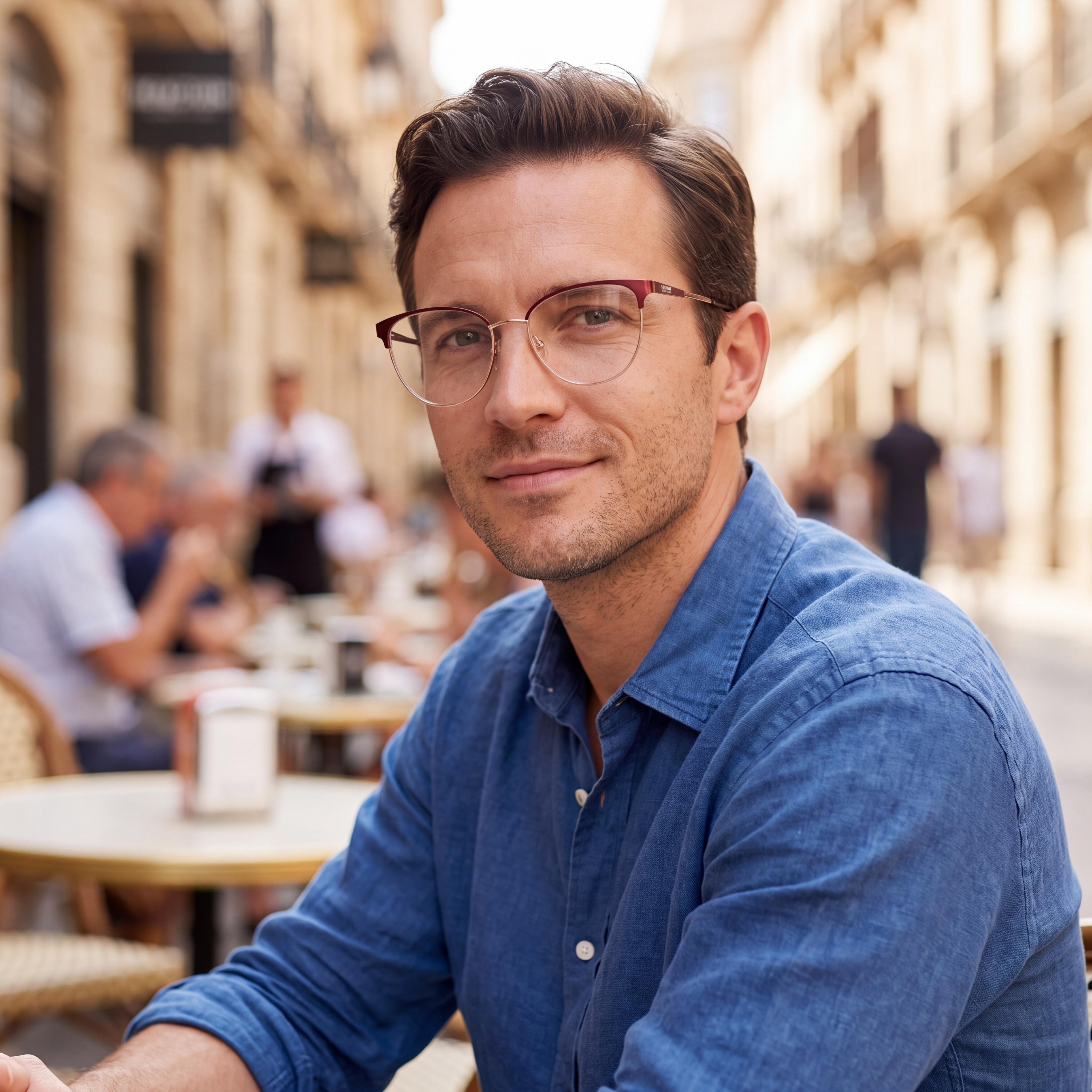 Kenneth Cole REACTION Kc0877 Gafas para hombre con lentes - Montura metálica color burdeos mate - 53 mm, Photo 5