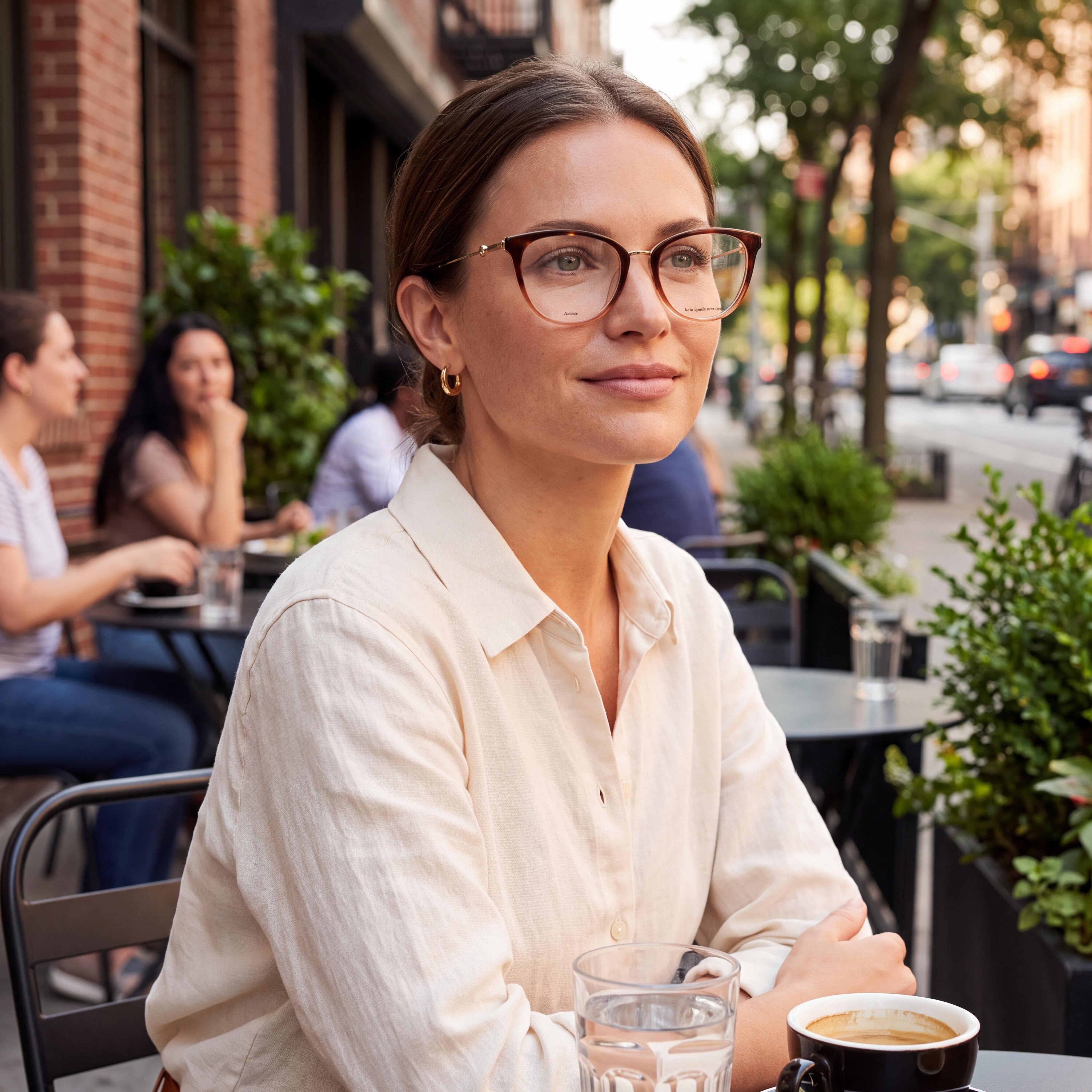kate spade new york Modern Unisex Acetate non- Cat Eye Eyeglasses Havana Gold 52-18-140, Photo 3