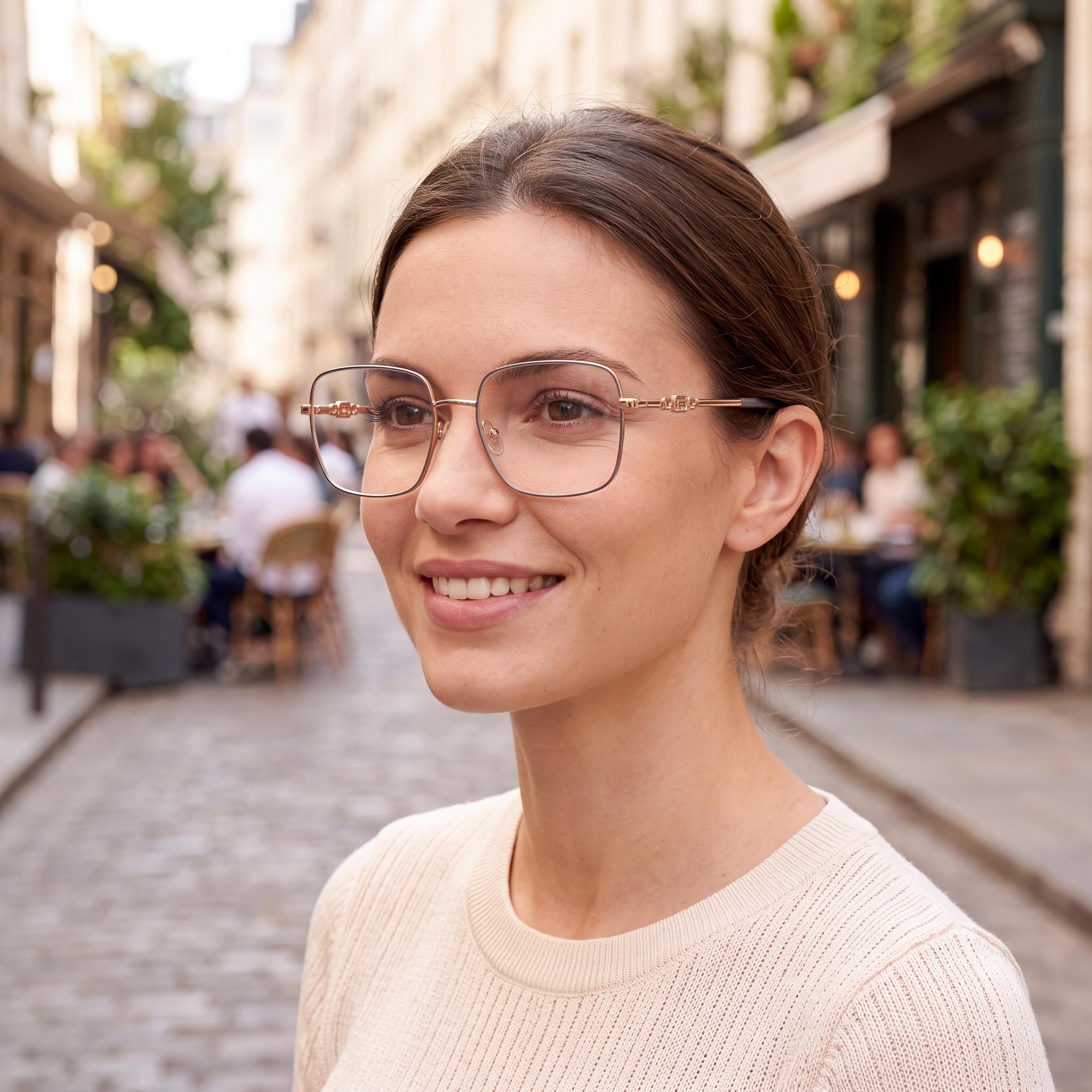 Gafas de mujer GUESS GU2953 con montura de metal gris brillante y lentes de policarbonato transparente, ancho de lente 140 mm, Photo 5