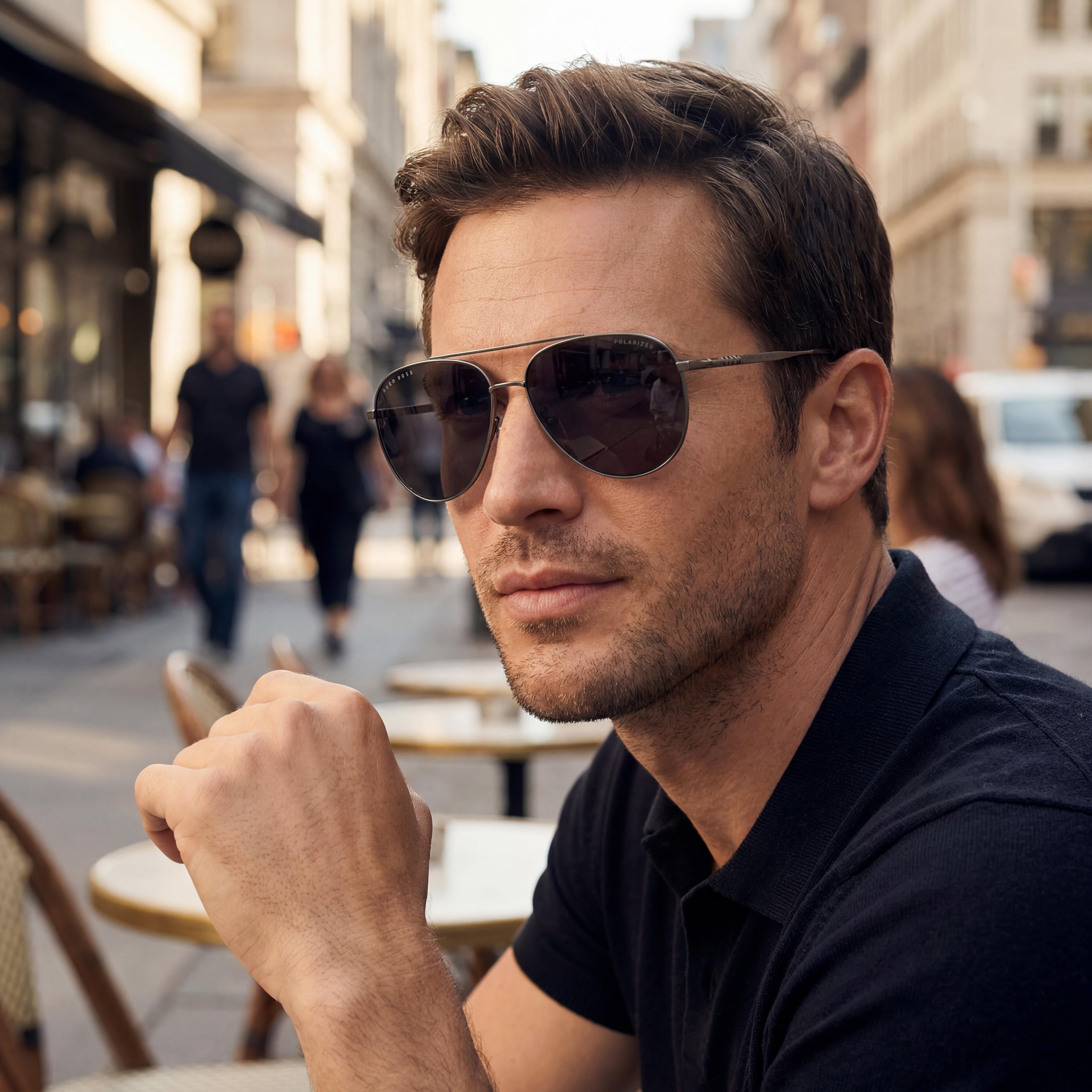 Hugo Boss Boss 1296/F/S Men's Stainless Steel Matte Ruthenium Gray Sunglasses with UV Protection 63mm, Photo 6
