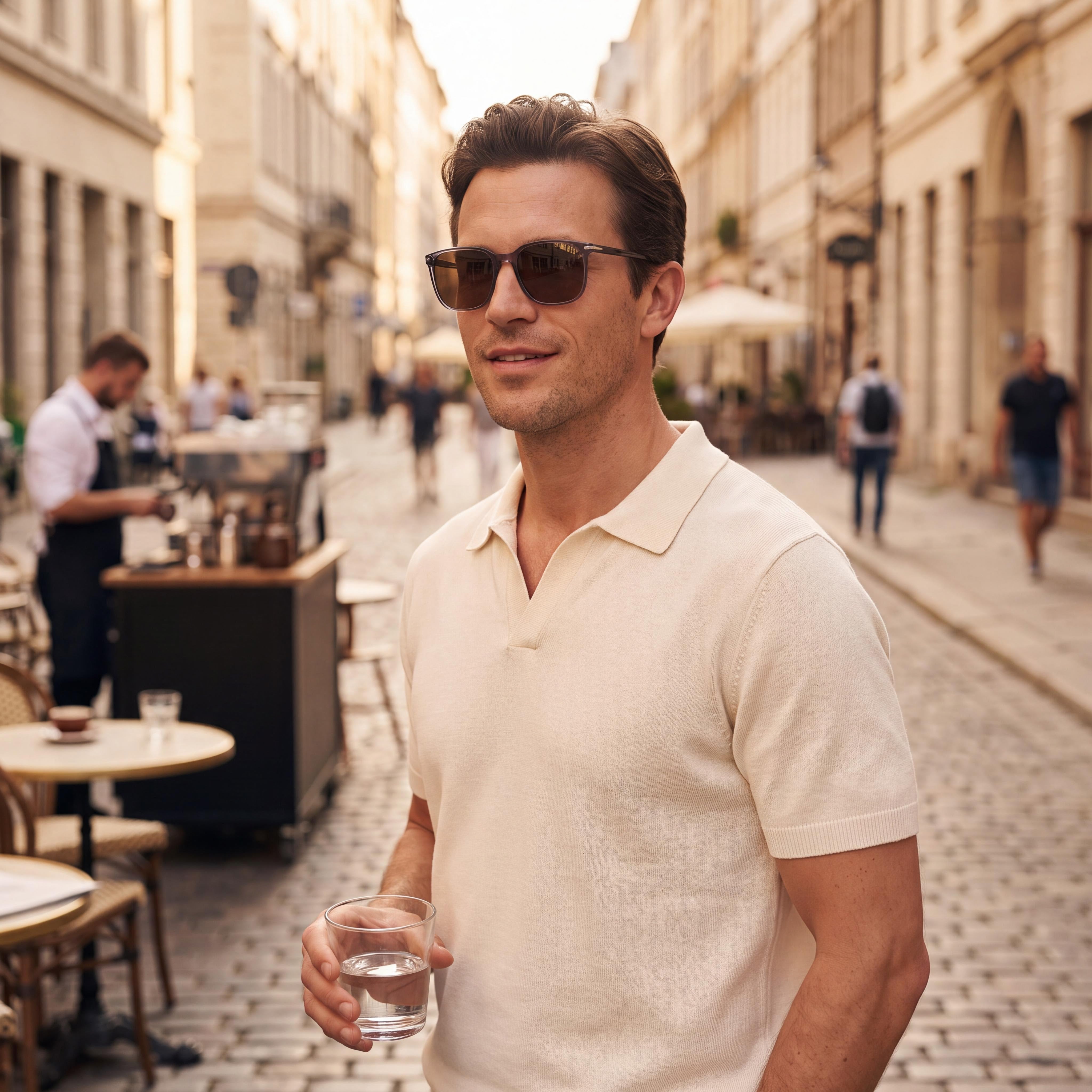 David Beckham DB 1141/S Men's Grey Crystal Frame Light Acetate Brown Lens Sunglasses 55-18-150, Photo 4