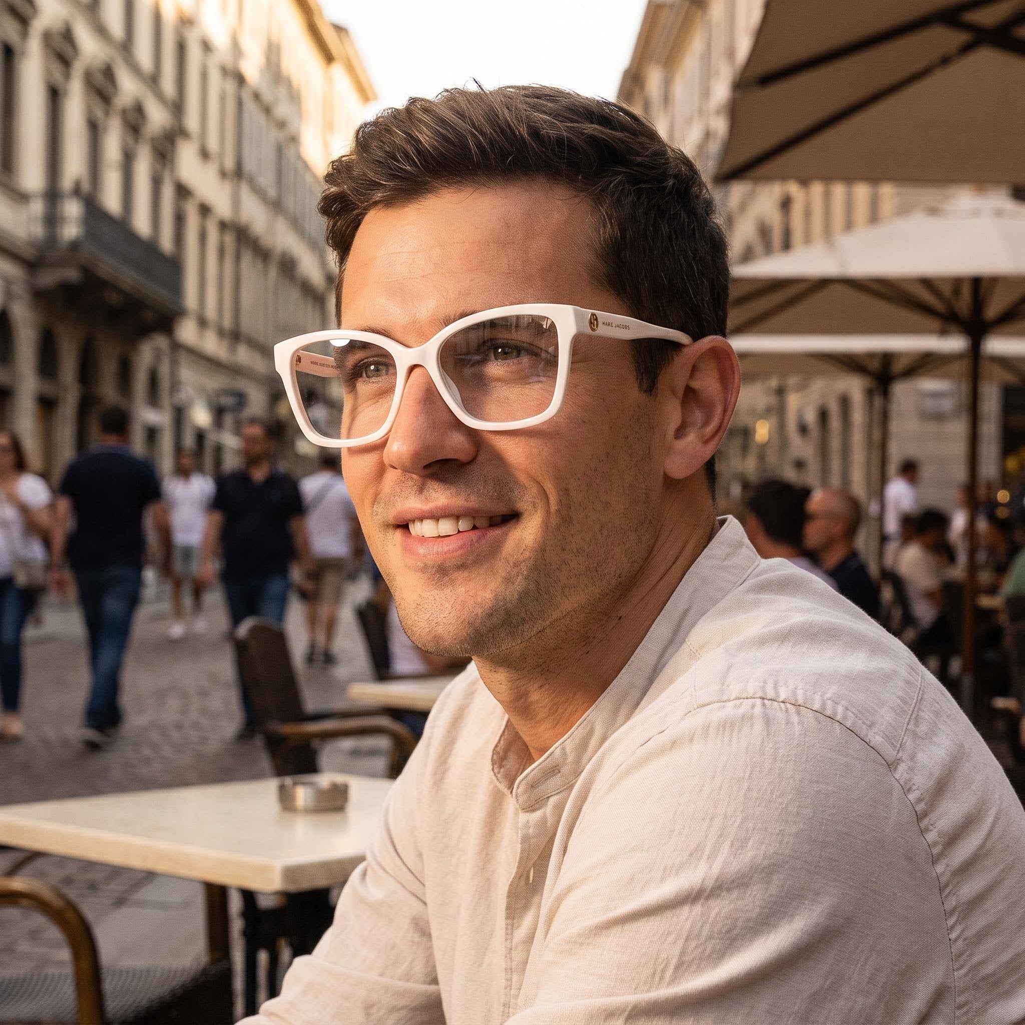 Marc Jacobs Classic Men's Off-white Plastic Frame Polycarbonate Lens Non-Polarized Glasses 54-17-140, Photo 6