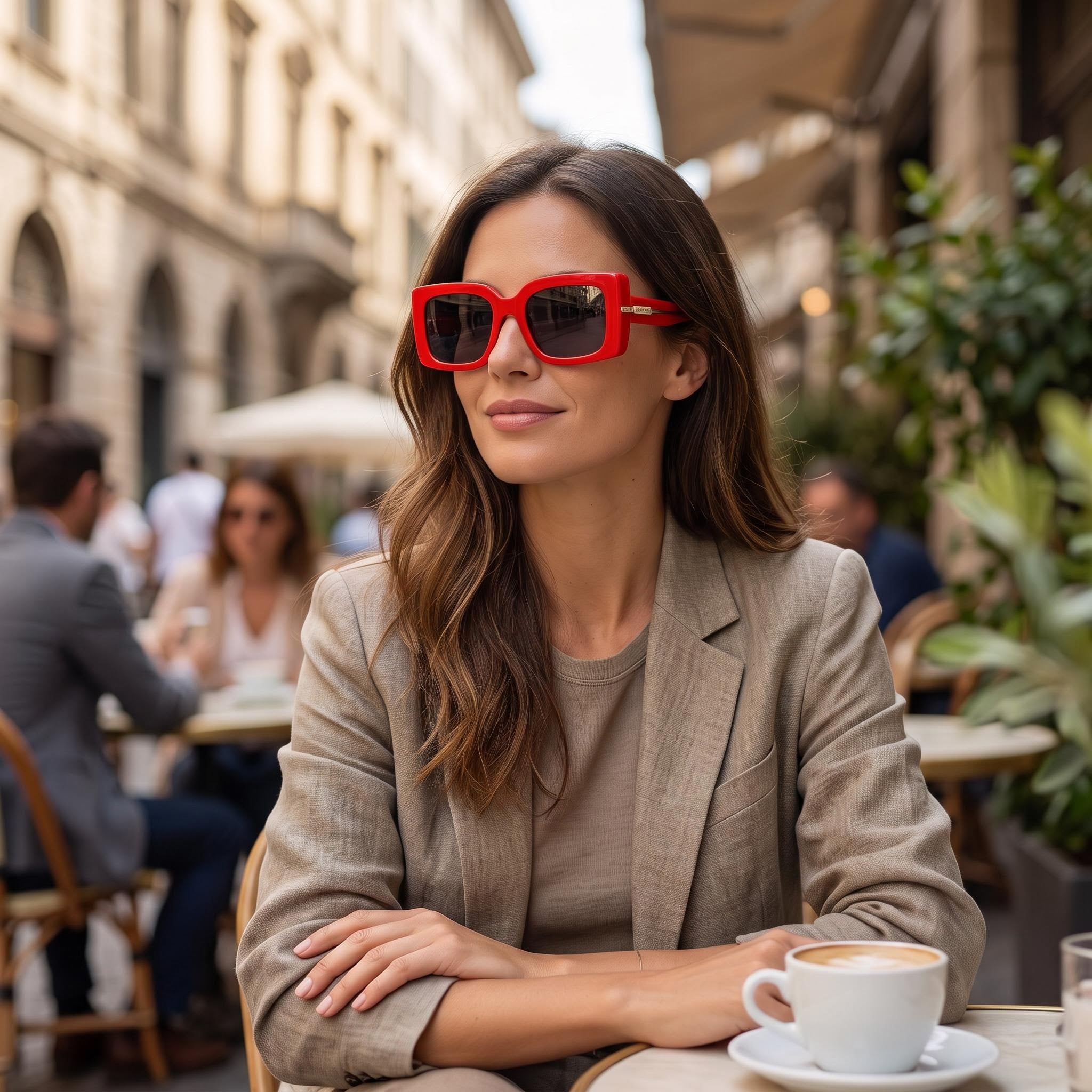 Ferragamo Sf2032s Women's Red Titanium Frame Eyewear with Grey Solid Color Non-Polarized Lenses 55-19-140, Photo 6