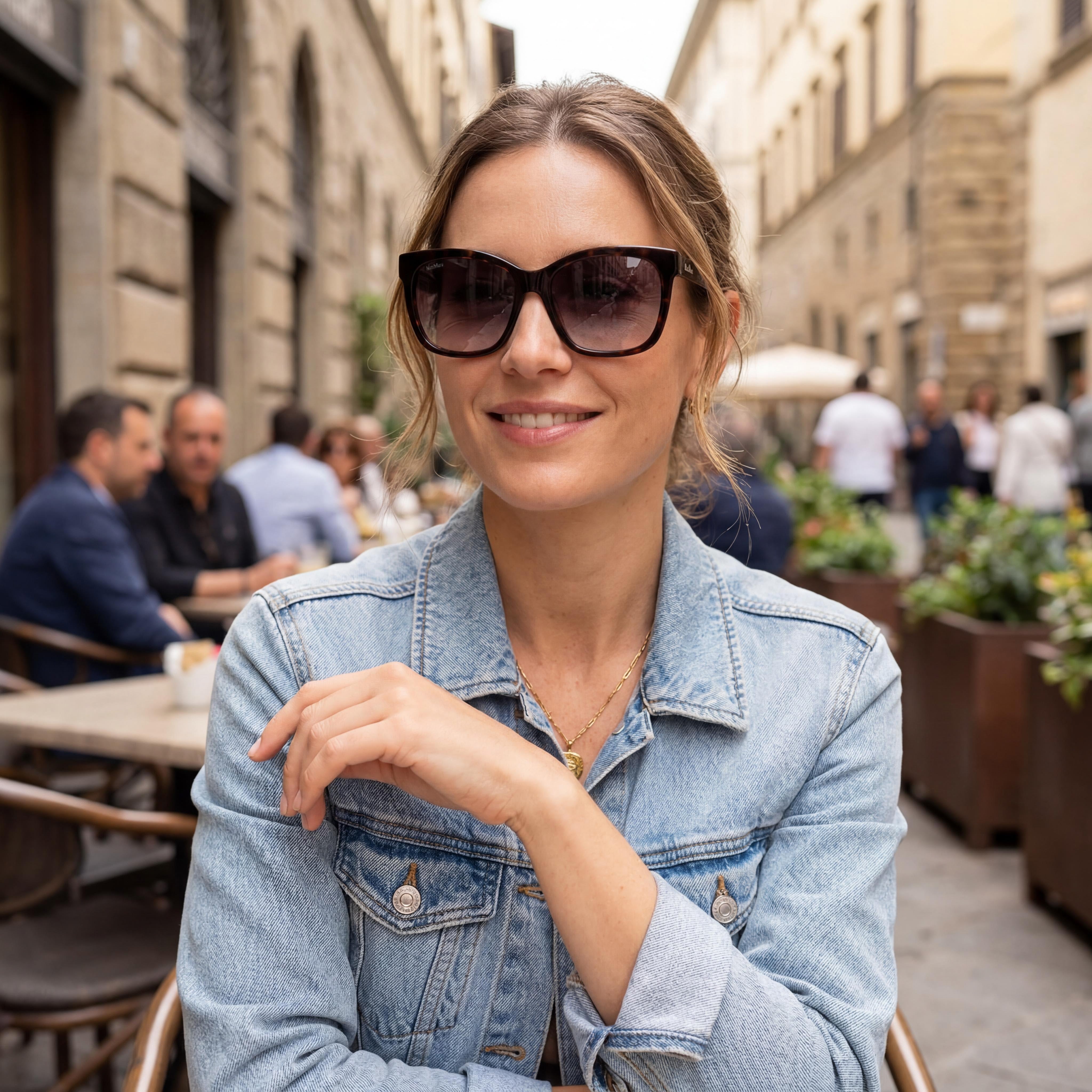 MaxMara Casual Women's Sunglasses, Black Acetate Frame, Gradient Smoke Lenses, UV Protected, 56mm, Photo 6