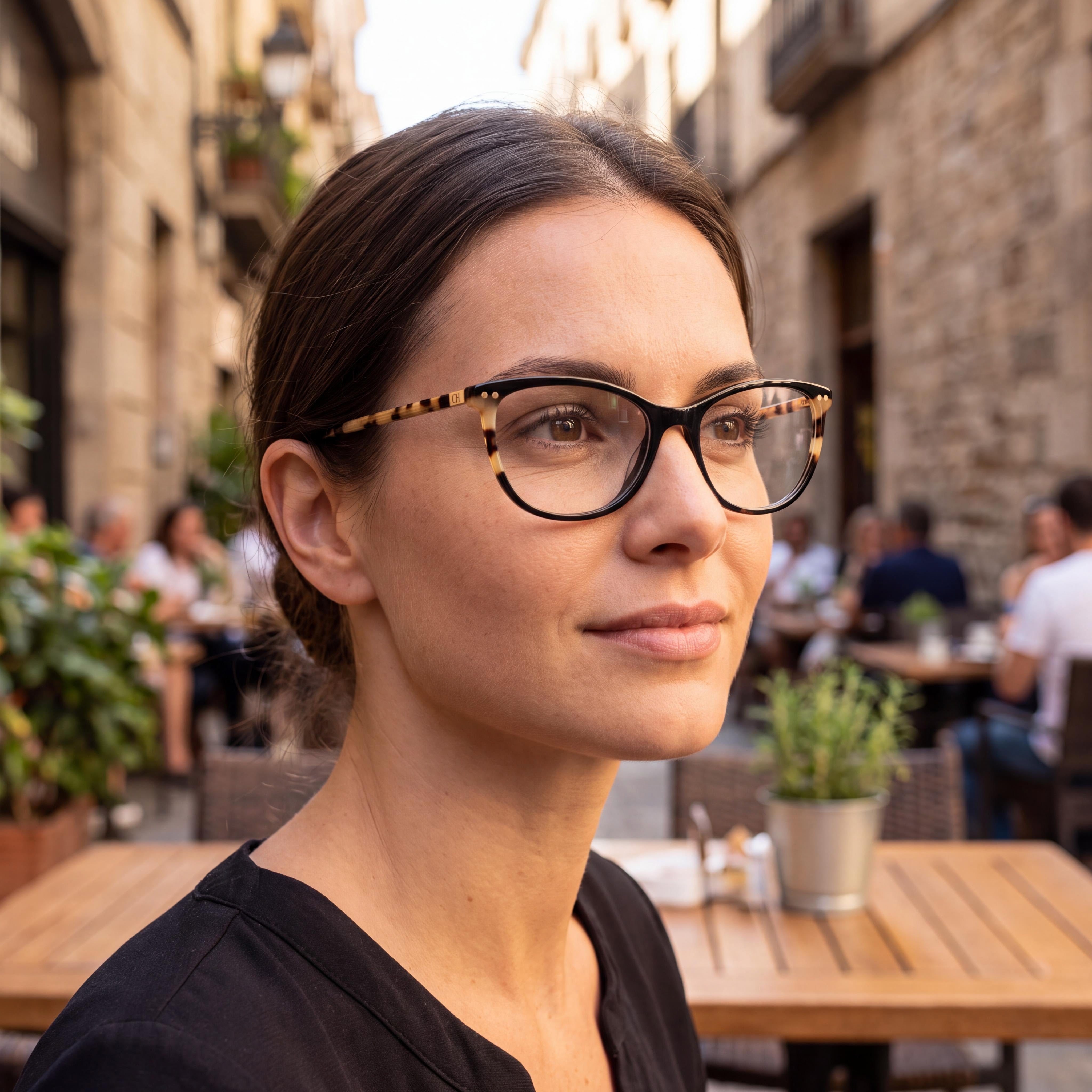 Gafas de sol Carolina Herrera modernas para mujer, acetato ligero, negras, Havane, no polarizadas, 54mm, Photo 3