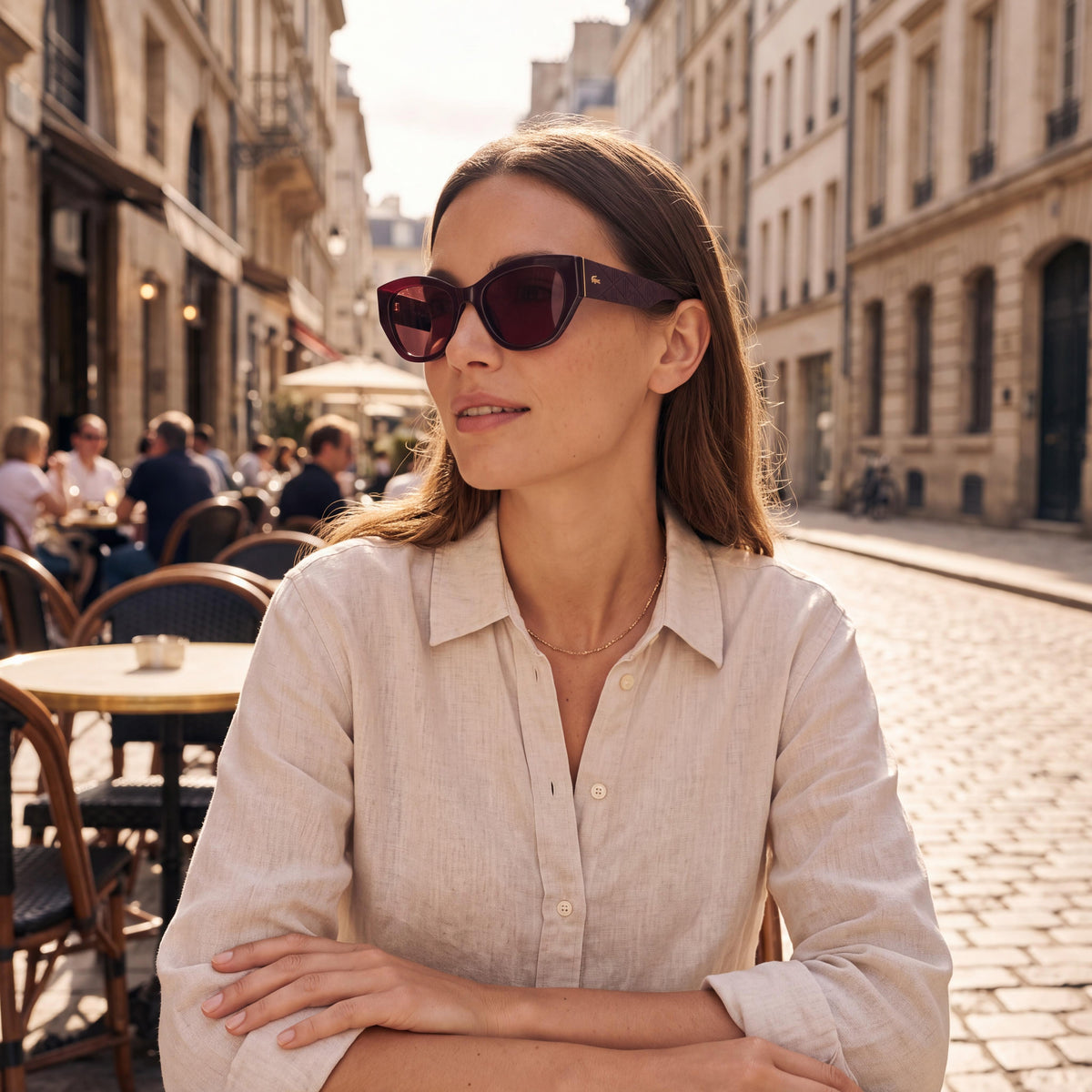 Lacoste L6047s N Women's Classic UV Protection Sunglasses, Burgundy Plastic Frame, TRITAN RENEW Lenses 54mm, Photo 6