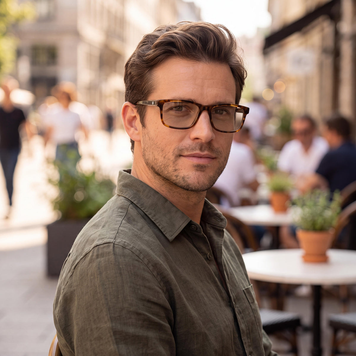 GUESS Gu50015 Men's Prescription Ready Optical Frames in Blonde Havana Acetate, 56mm Lens Width, Photo 4
