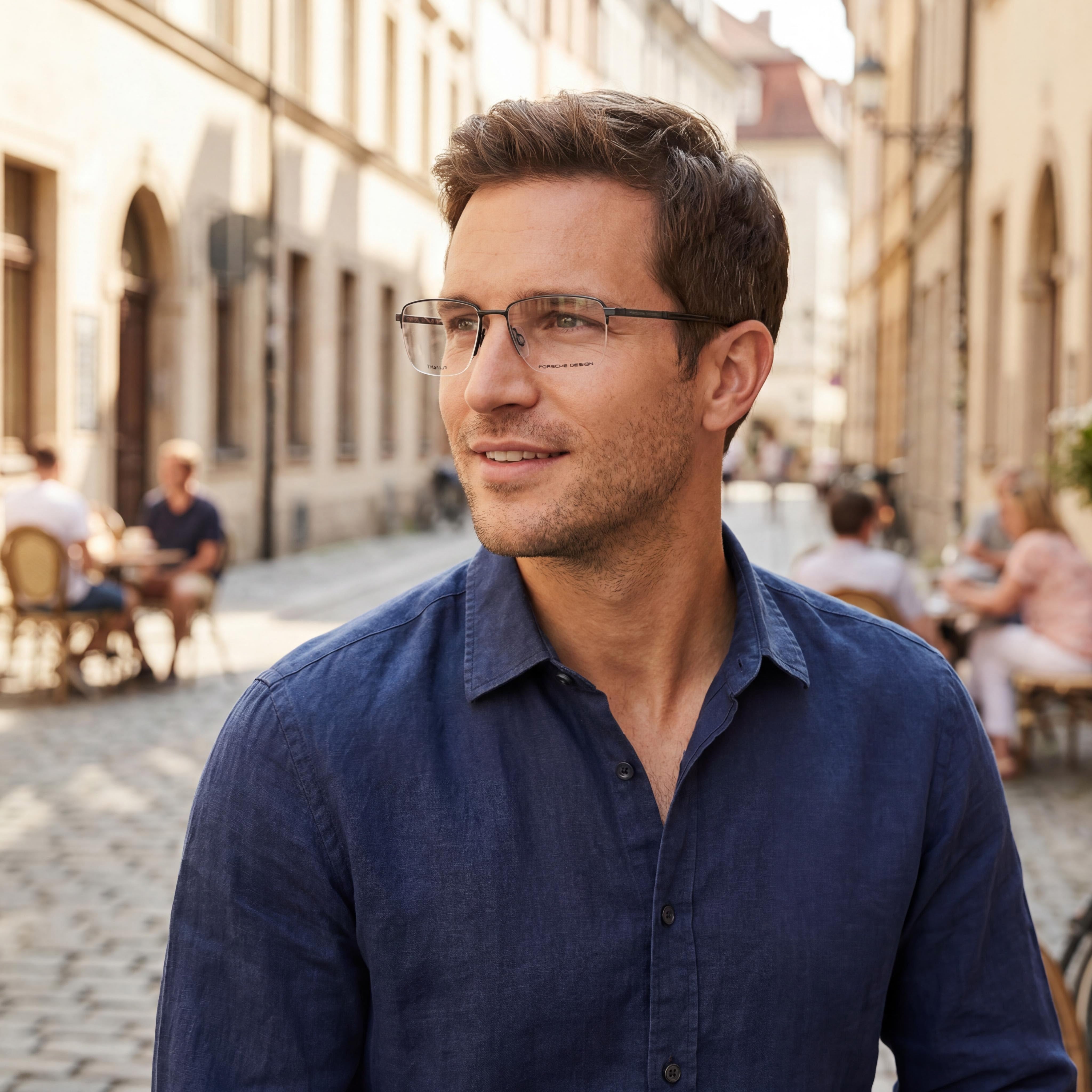 Porsche Modern Men's Titanium Non-Polarised Blue Grey Eyeglasses 56mm, Photo 3