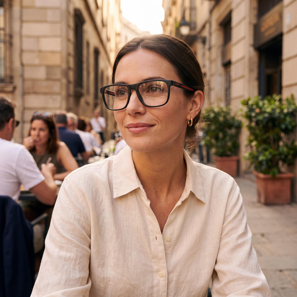 Carrera Modern Women's Propionate Frame Polycarbonate Lens Non-Polarised Black and Red Sunglasses 55mm