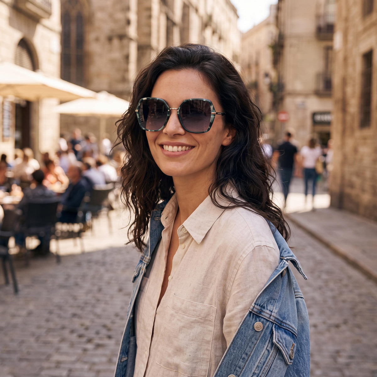 Carolina Herrera 0217/S Women's Metal Green Marble Gold Dark Grey Shaded Non-Polarized Sunglasses 57mm, Photo 3
