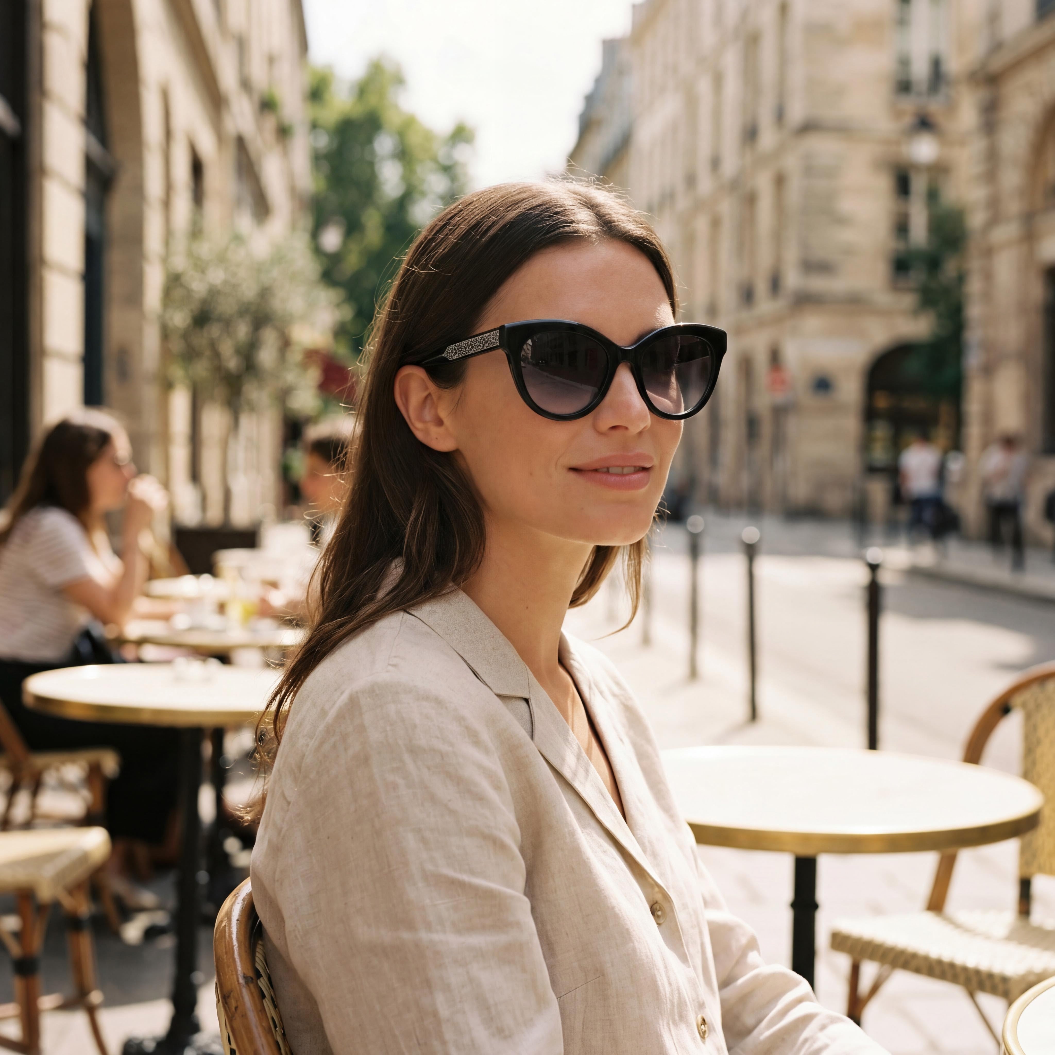 Longchamp Casual LO698S Unisex Black White Acetate Frame Grey Lenses Sunglasses 54-21-145mm, Photo 4