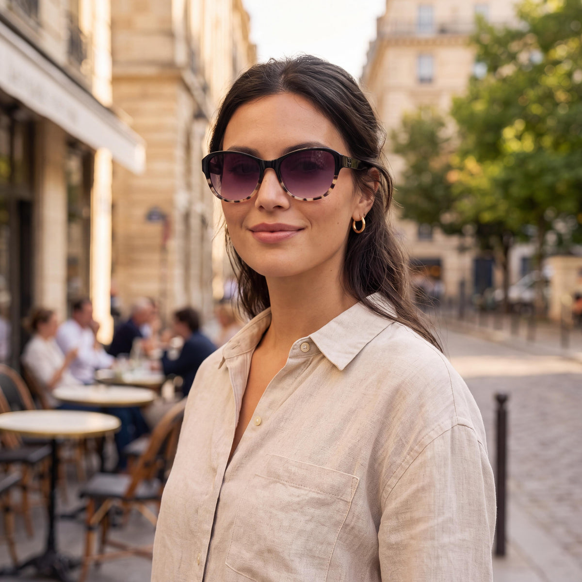 Gafas de sol kate spade new york Golda/G/S para mujer de ECO ACETATO en color negro sombreado, habano y rosa de doble tono, 56 mm, Photo 6