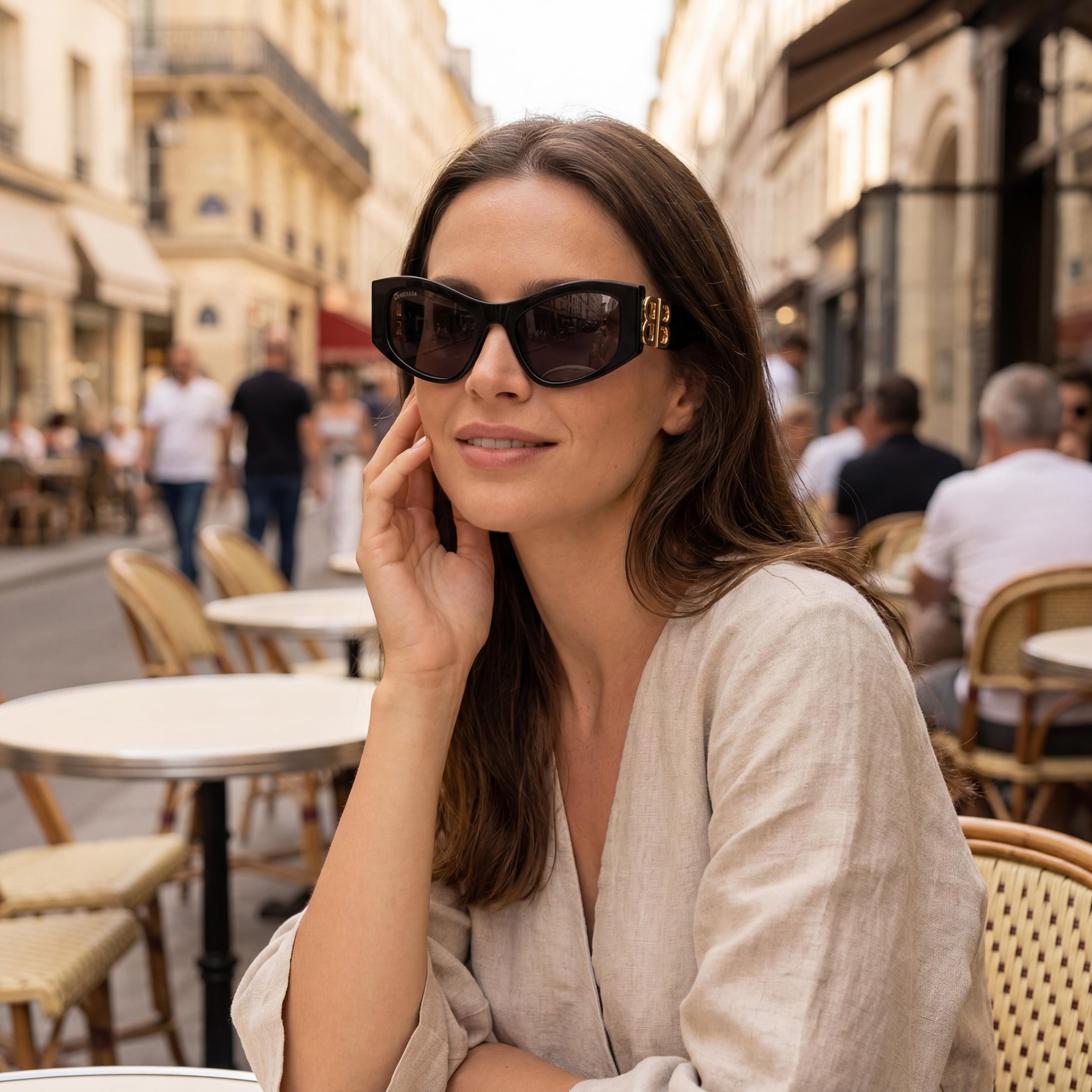 Balenciaga Bb0287s-001 Women's Black/Grey Plastic Gray Non-Polarized UV Protected Sunglasses 55mm, Photo 4