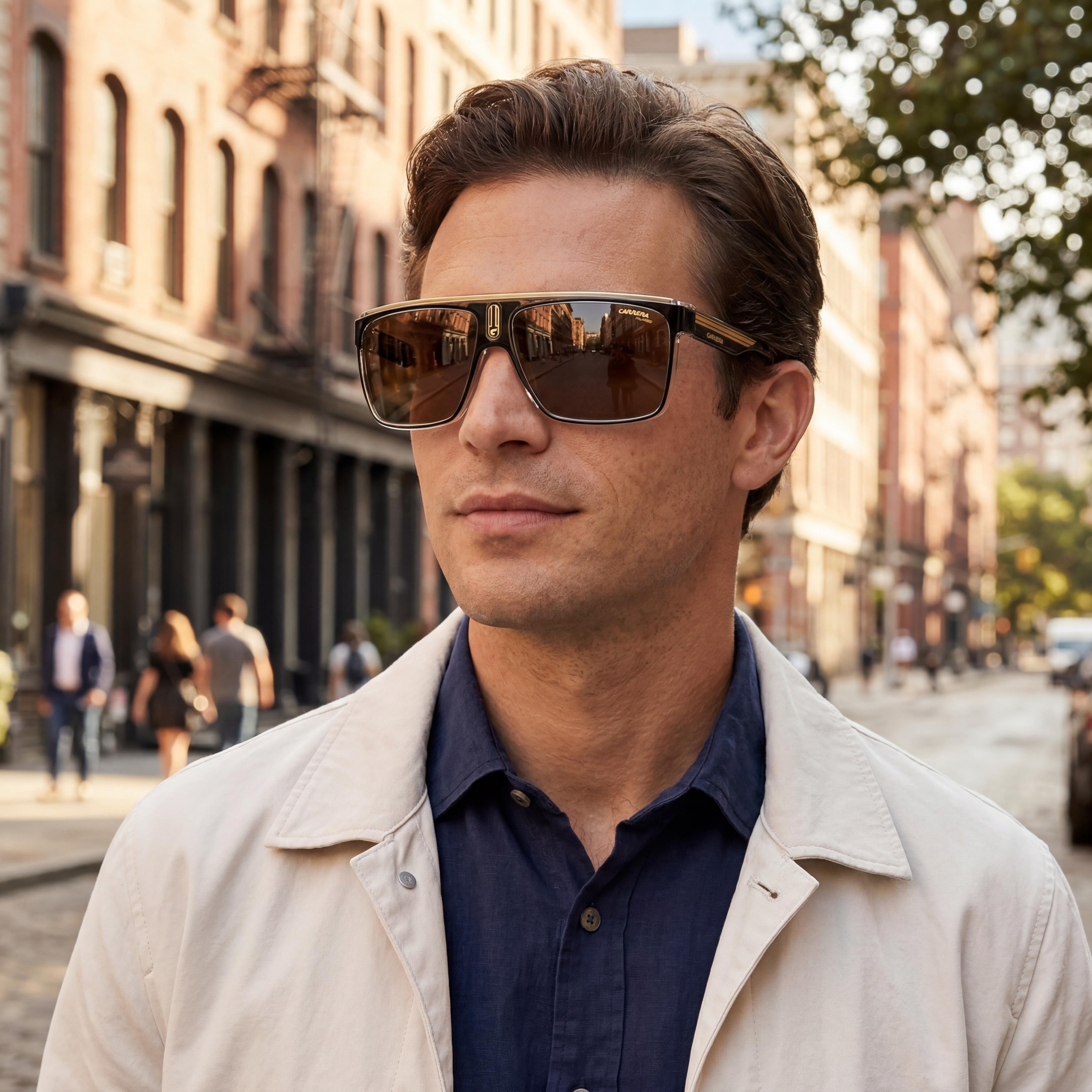 Carrera Modern Men's Black Gold Polyamide Sunglasses with Gold High Contrast Antireflex Lenses 63mm UV Protection, Photo 6