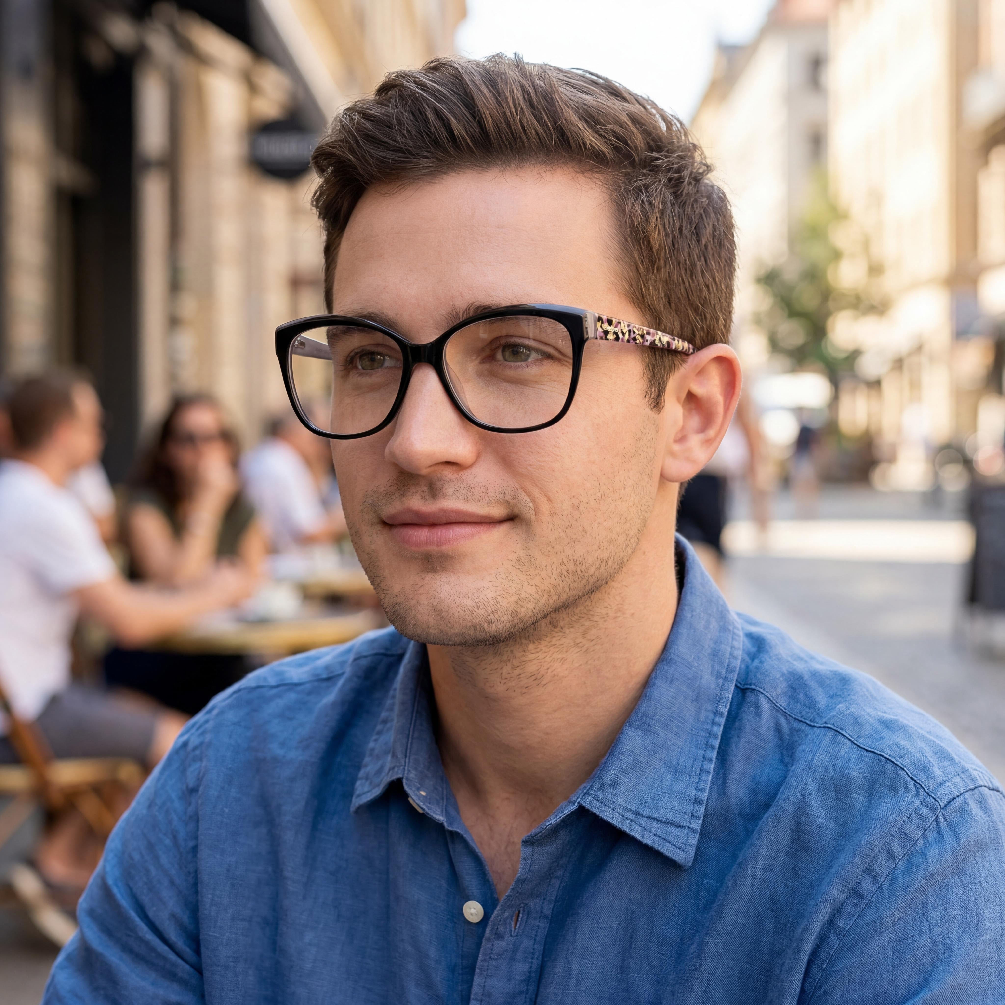bebe Bb5214 Men's Metal Optical Eyeglass Frames, Jet Black, Clear Lenses, Size 54-14-135, Photo 6