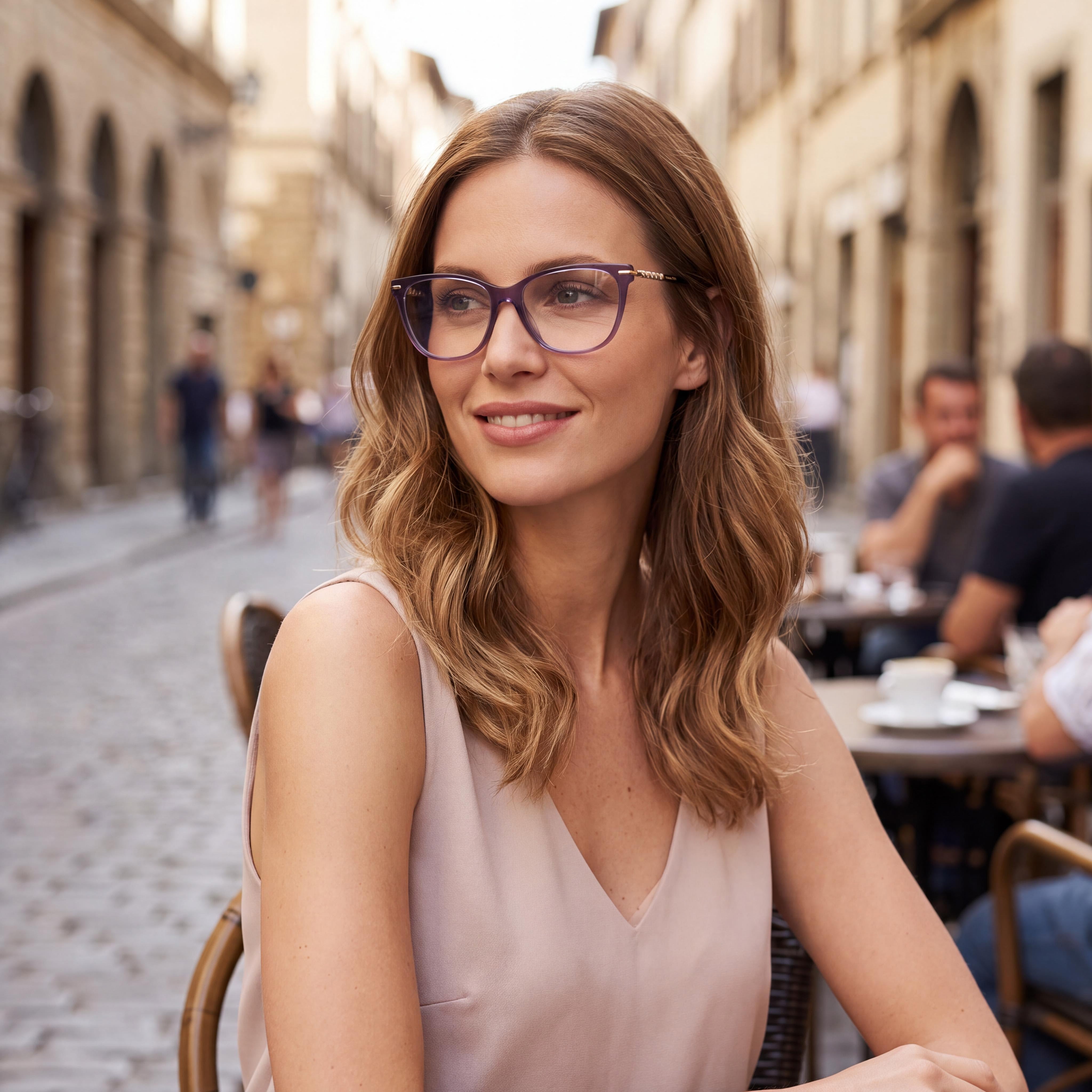 Gafas de sol Carolina Herrera para mujer, modernas, de acetato violeta Havana, 56 mm, Photo 5
