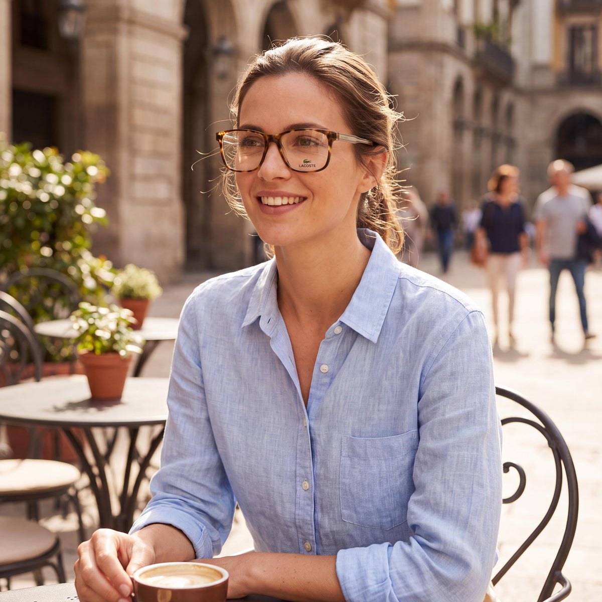 Lacoste L2852 218 Unisex Rectangular Acetate Blonde Havana Prescription Ready Optical Frames 53-16-145, Photo 3