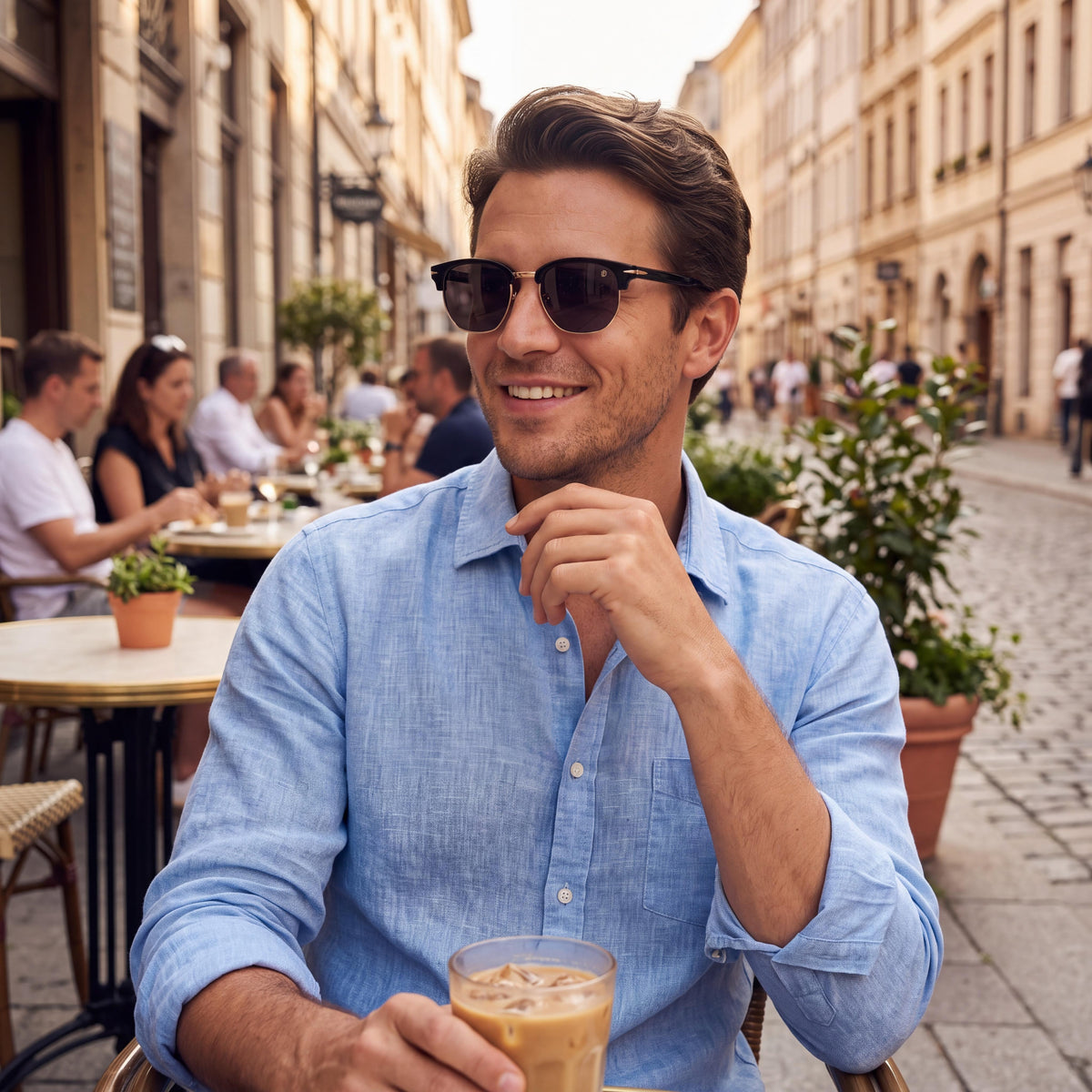 Beckham Db 1002/S Men's Sunglasses with Black Gold Polyamide Frame and Polycarbonate Non-Polarized Lenses 51mm, Photo 3