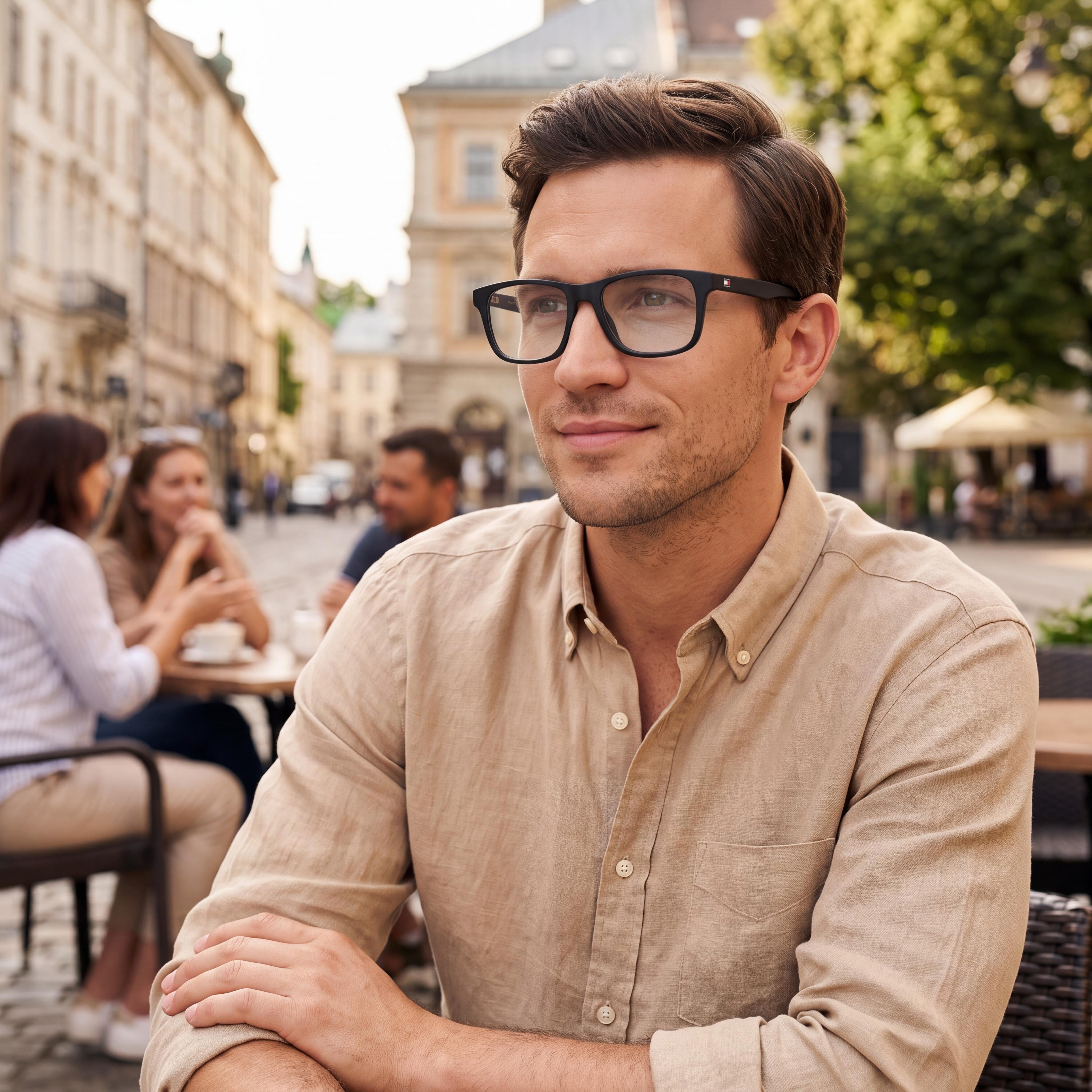 Tommy Hilfiger TH 1990 003 52 Men’s Matte Black Acetate Square Clear Lens Non- Eyeglasses 52mm, Photo 3