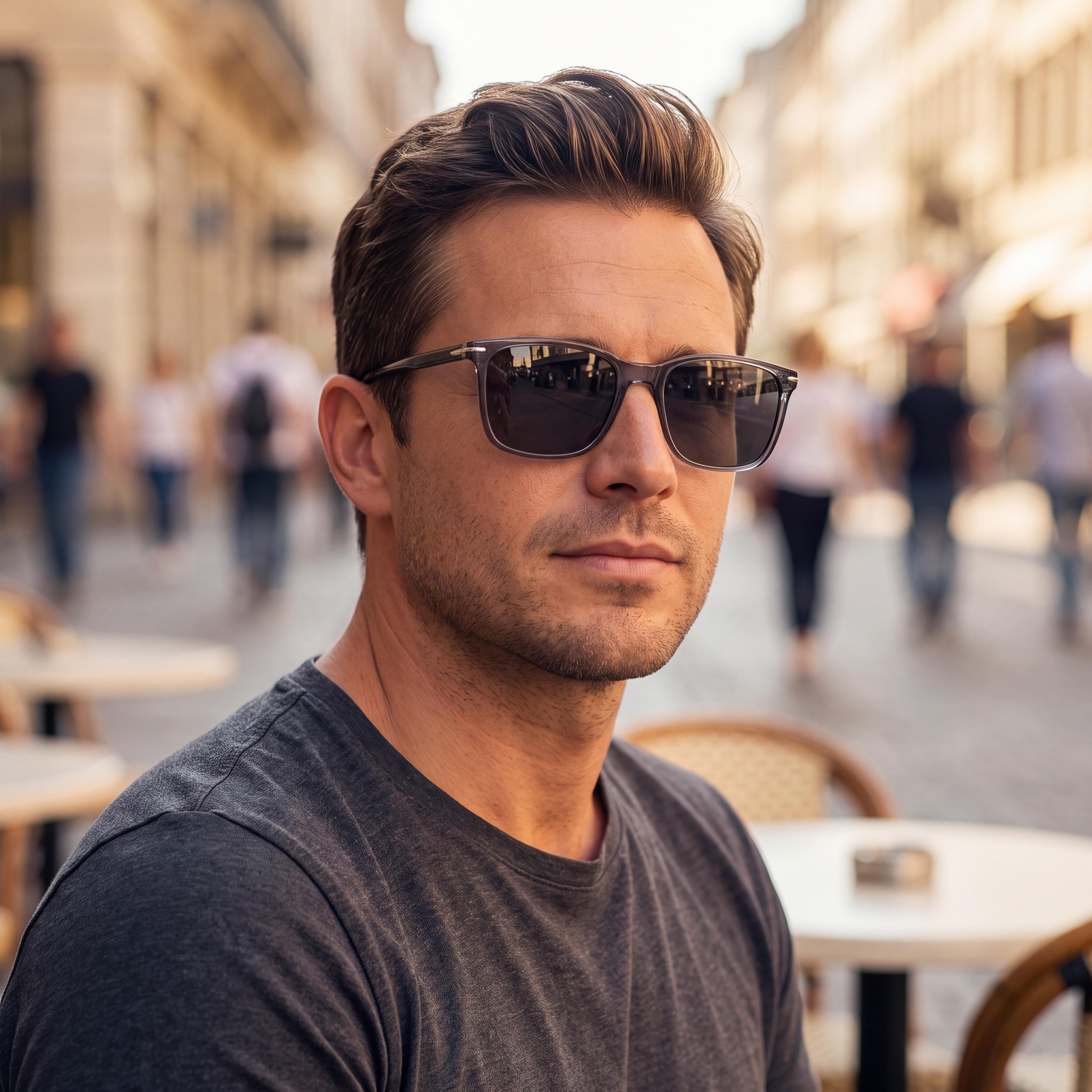 David Beckham Gafas de sol casuales para hombre con montura de acetato de cristal gris claro y lentes grises 58-16-150, Photo 3