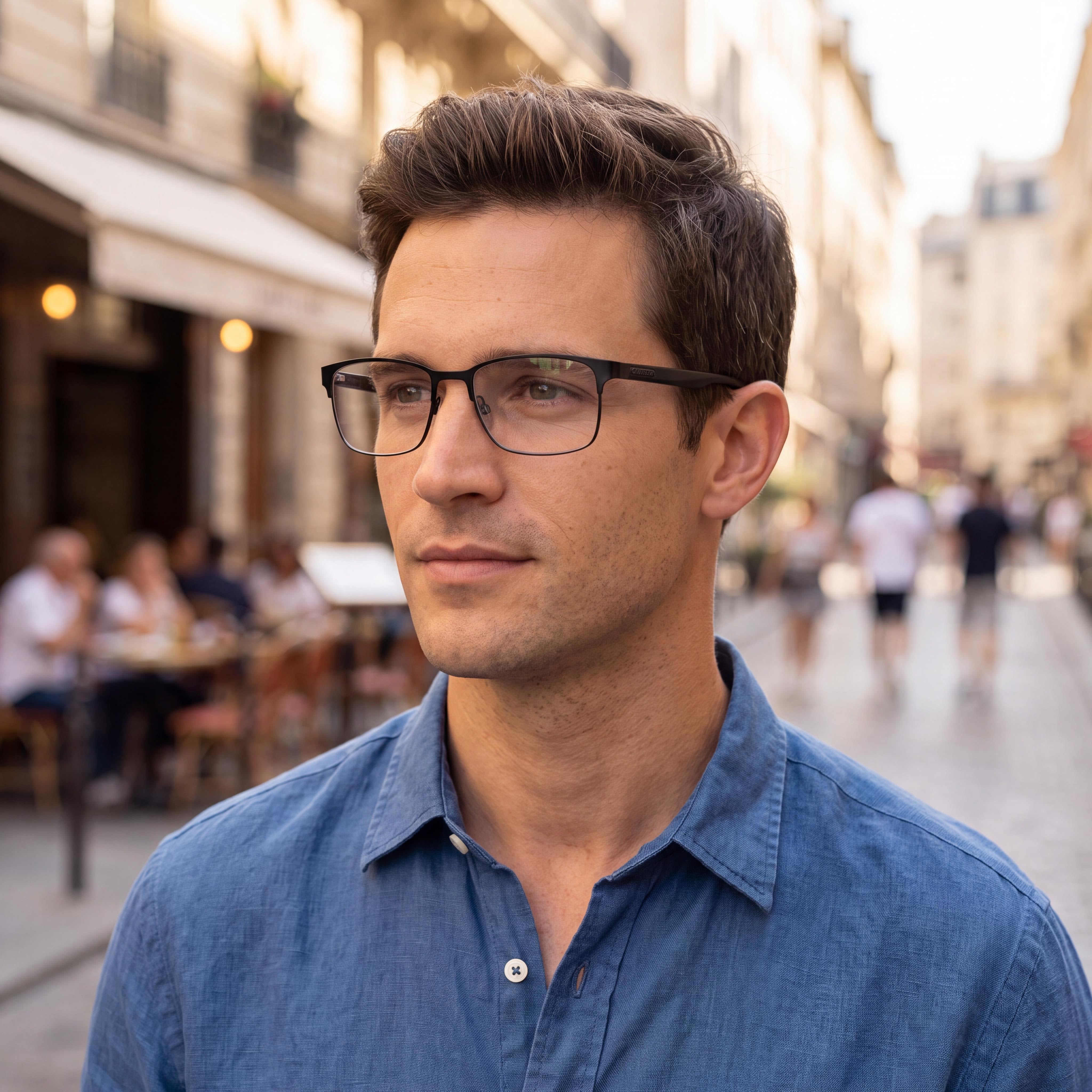 Carrera 8869 Men's Eyeglasses with Stainless Steel Frame in Black, featuring a 55mm Lens Width, Photo 4