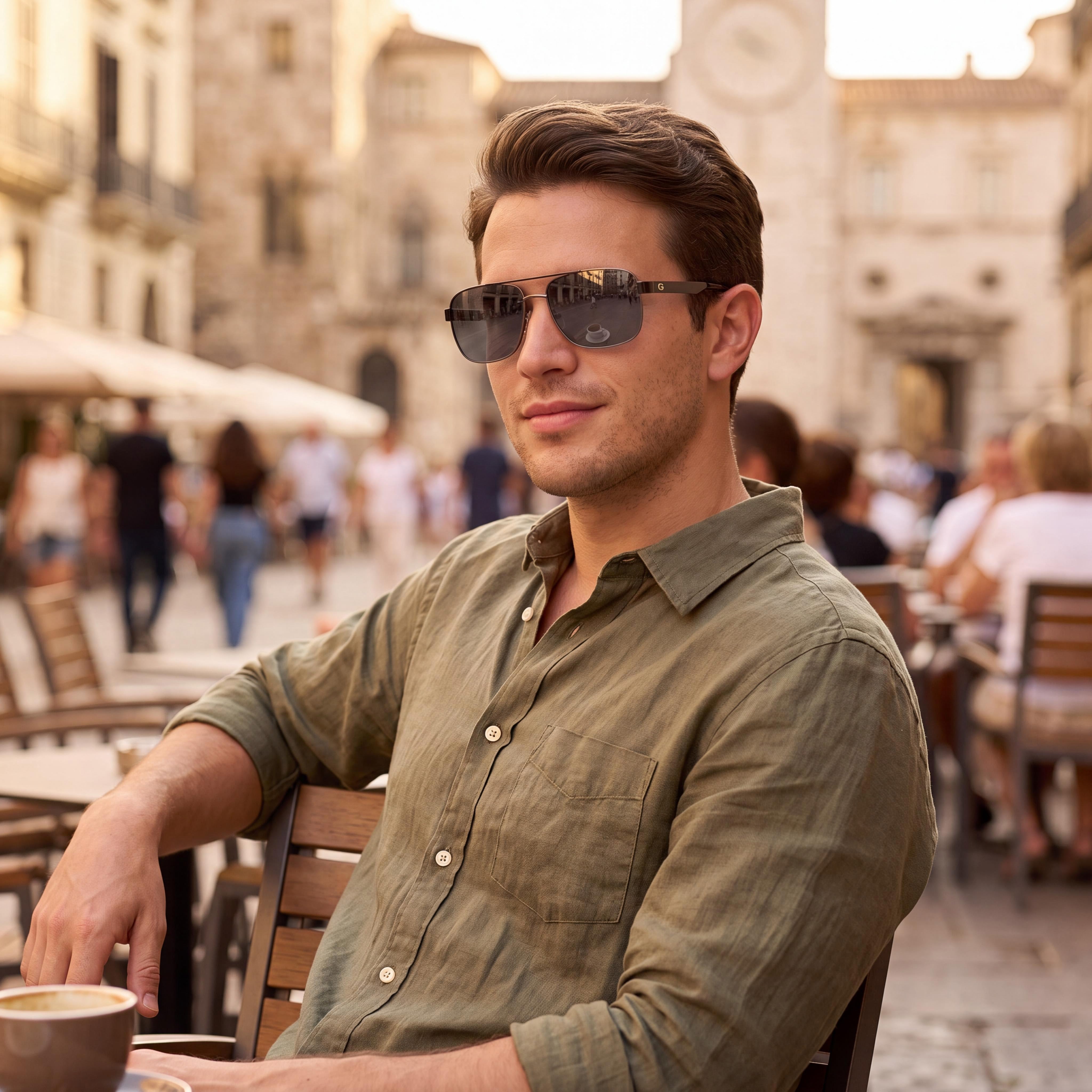 GUESS Gu6968 Men's Plastic Gunmetal Frame with Acetate Smoke Polarized UV Protected Lenses 58mm, Photo 5